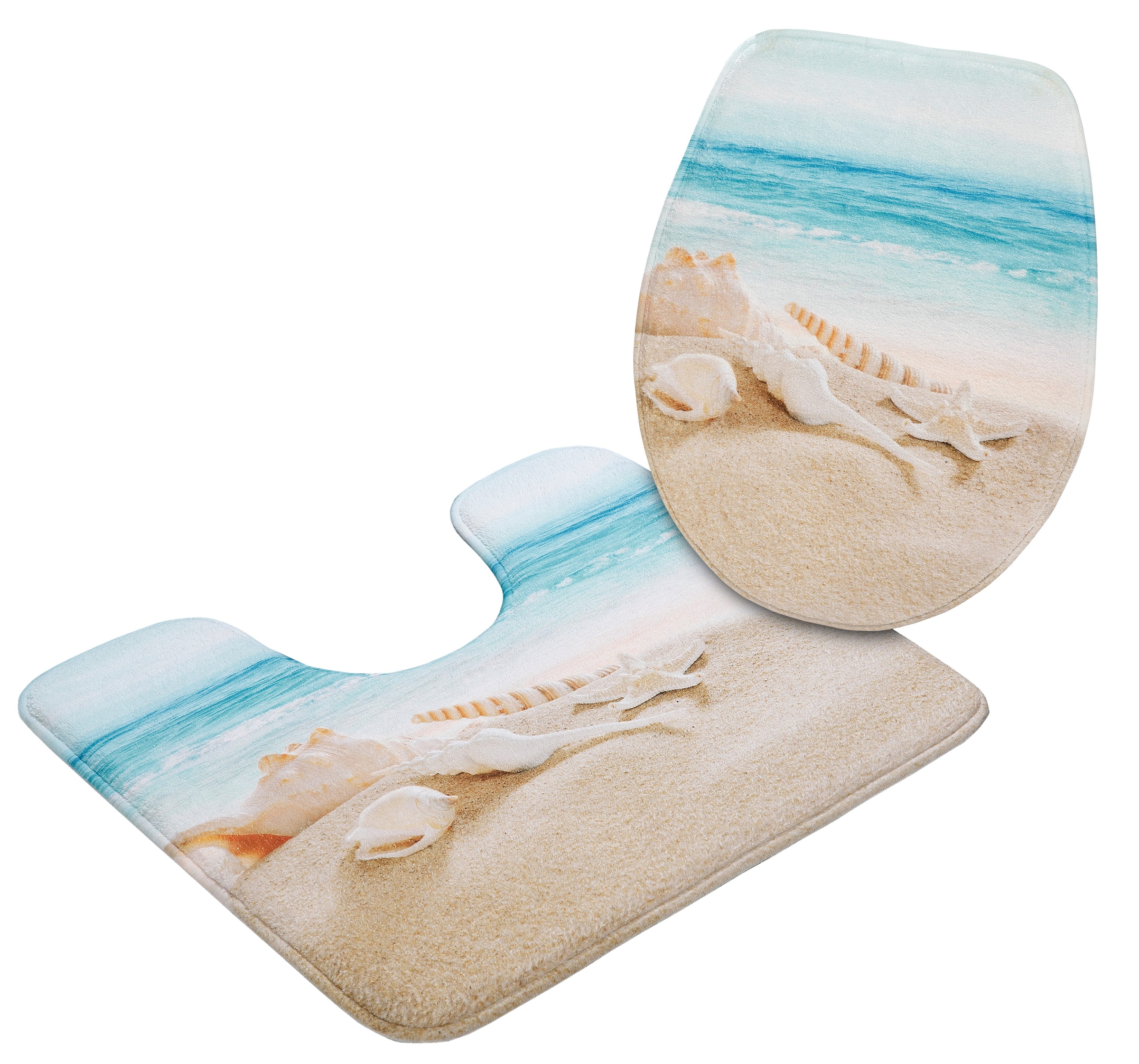 my home Badematte »Strand«, Memory Schaum, fussbodenheizungsgeeignet-schnell trocknend, mit Strand-Motiv, Badematten auch als 2 teiliges Set erhältlich