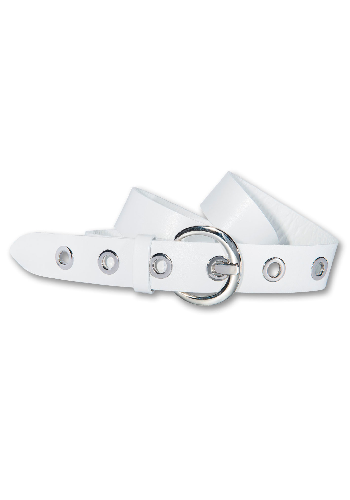 Silbergift Ledergürtel mit glänzenden Metallösen