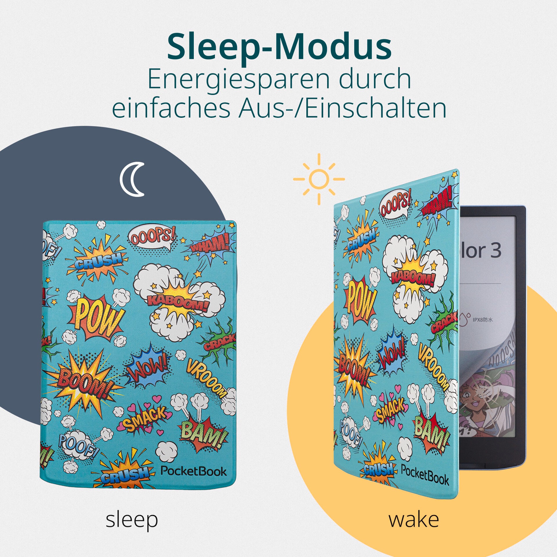PocketBook E-Reader-Hülle »Flip Cover 7,8 für InkPad 4, InkPad Color 2 & InkPad Color 3«, 19,8 cm (7,8 Zoll), Backcover, Schutzhülle, Book Cover, Case, Schutzcase, stossfest