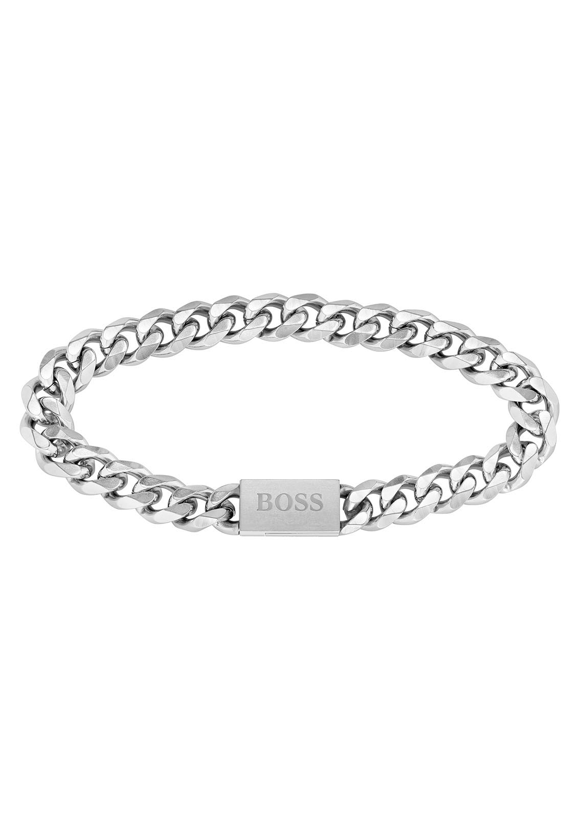 BOSS Armband »Schmuck Edelstahl Armschmuck Panzerkette CHAIN LINK«, mit Zirkonia (synth.)