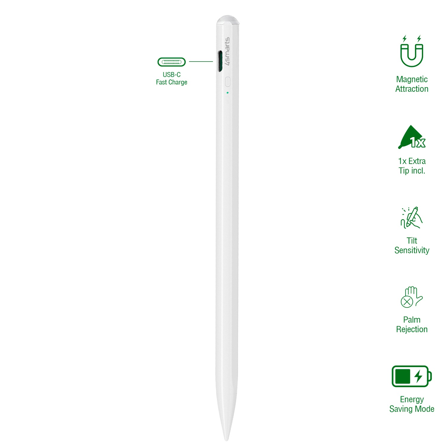4smarts Eingabestift »Pencil Pro 3 für Apple iPad / iPad Pro«, aktiver Eingabestift, kapazitiv, USB-C