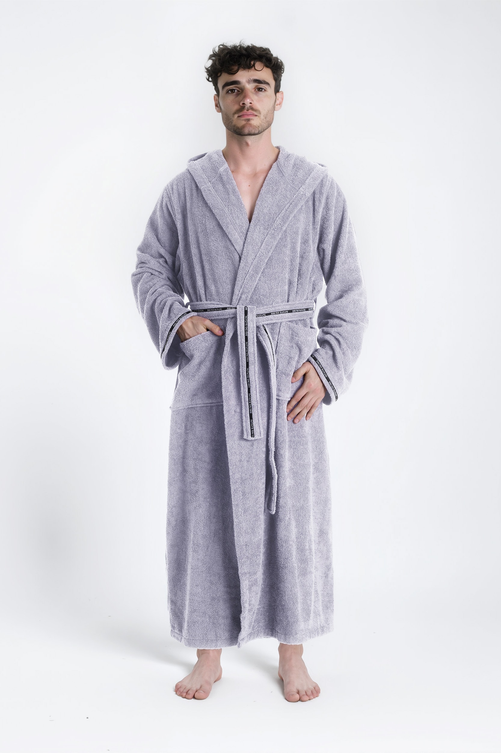 Bruno Banani Herrenbademantel »Danny, Normallänge & Überlänge, auch in extra lang, Hotelbademantel« 1 Stk. mit Logostreifen, Herren Bademantel aus 100% Baumwolle, S-4XL