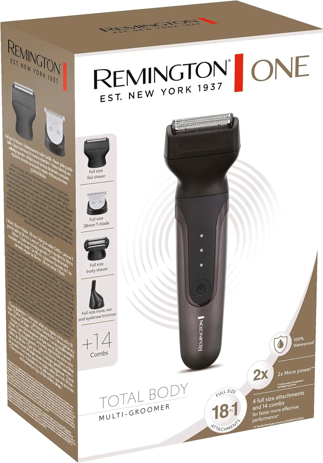 ➥ Remington Haar- und 18 | 4 Aufsteckköpfe/-kämme bestellen »PG780 inkl. Bartschneider One Totalbody Jelmoli-Versand Multigroomer«, jetzt Aufsätze