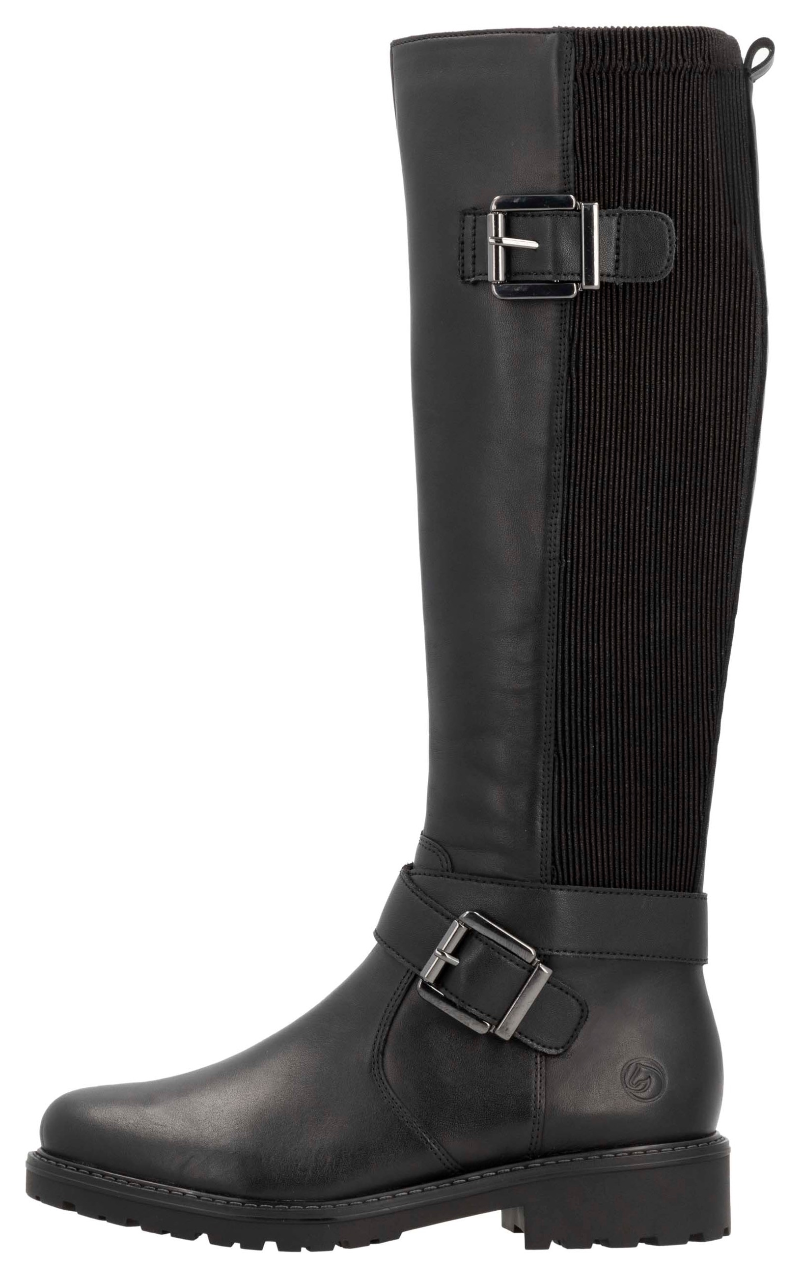 Remonte Stiefel »Elisabeth Hurley-Collection«, Blockabsatz, Herbstmode, Langschaftstiefel mit Innenreissverschluss