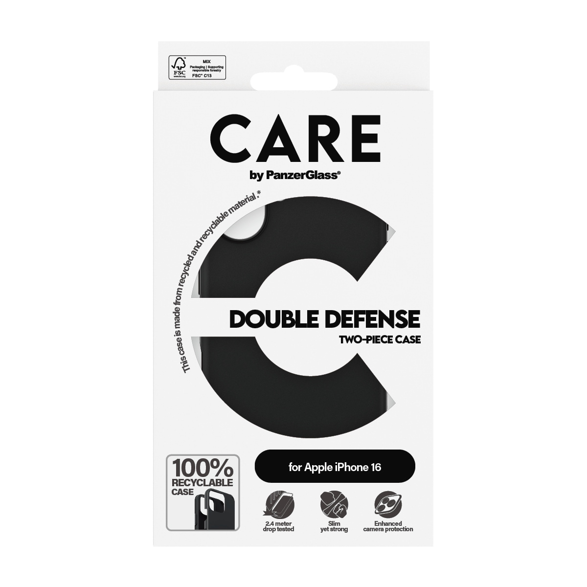 CARE by PanzerGlass Handyhülle »Double Defence Case für Apple iPhone 16«, Backcover, Schutzhülle, Handyschutzhülle, Case, Schutzcase, stossfest