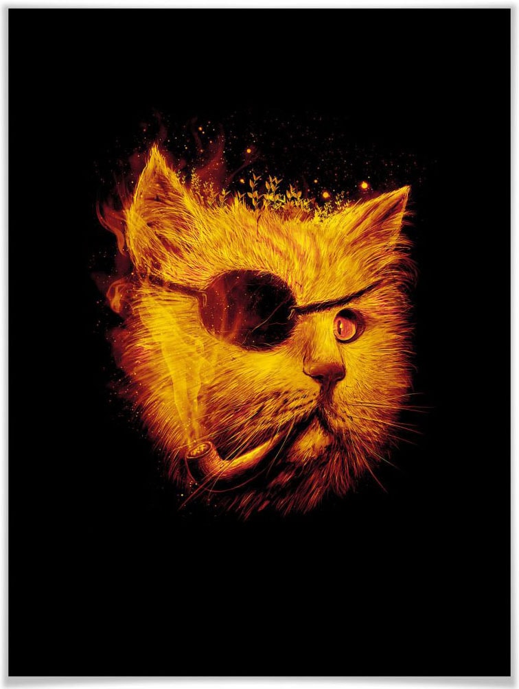 Wall-Art Poster »Katze Pirat (1 Jelmoli-Versand Wandposter Kater Tiere, | St.), Schwarz«, online Dedektiv Wandbild, shoppen Bild, Poster
