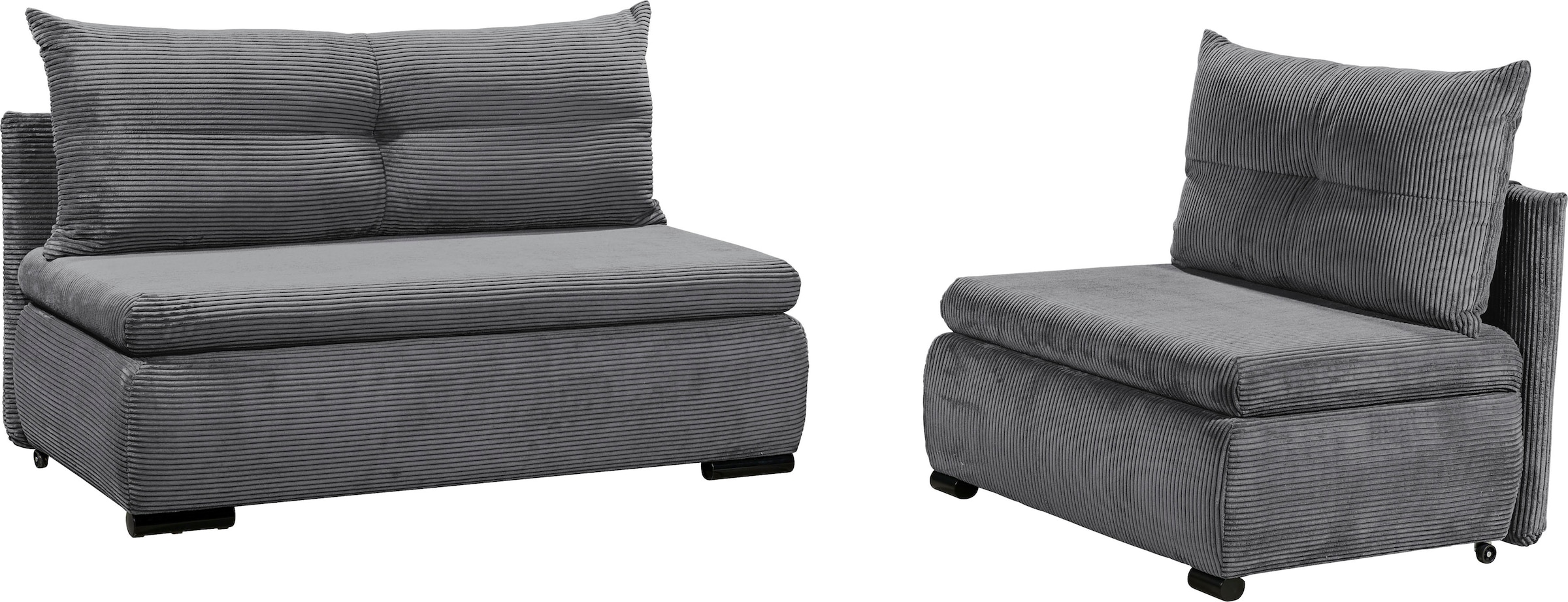 ED EXCITING DESIGN Schlafsofa »Charlie«, frei im Raum stellbar, mit Bettkasten, Schlaffunktion & 1 Rückenkissen