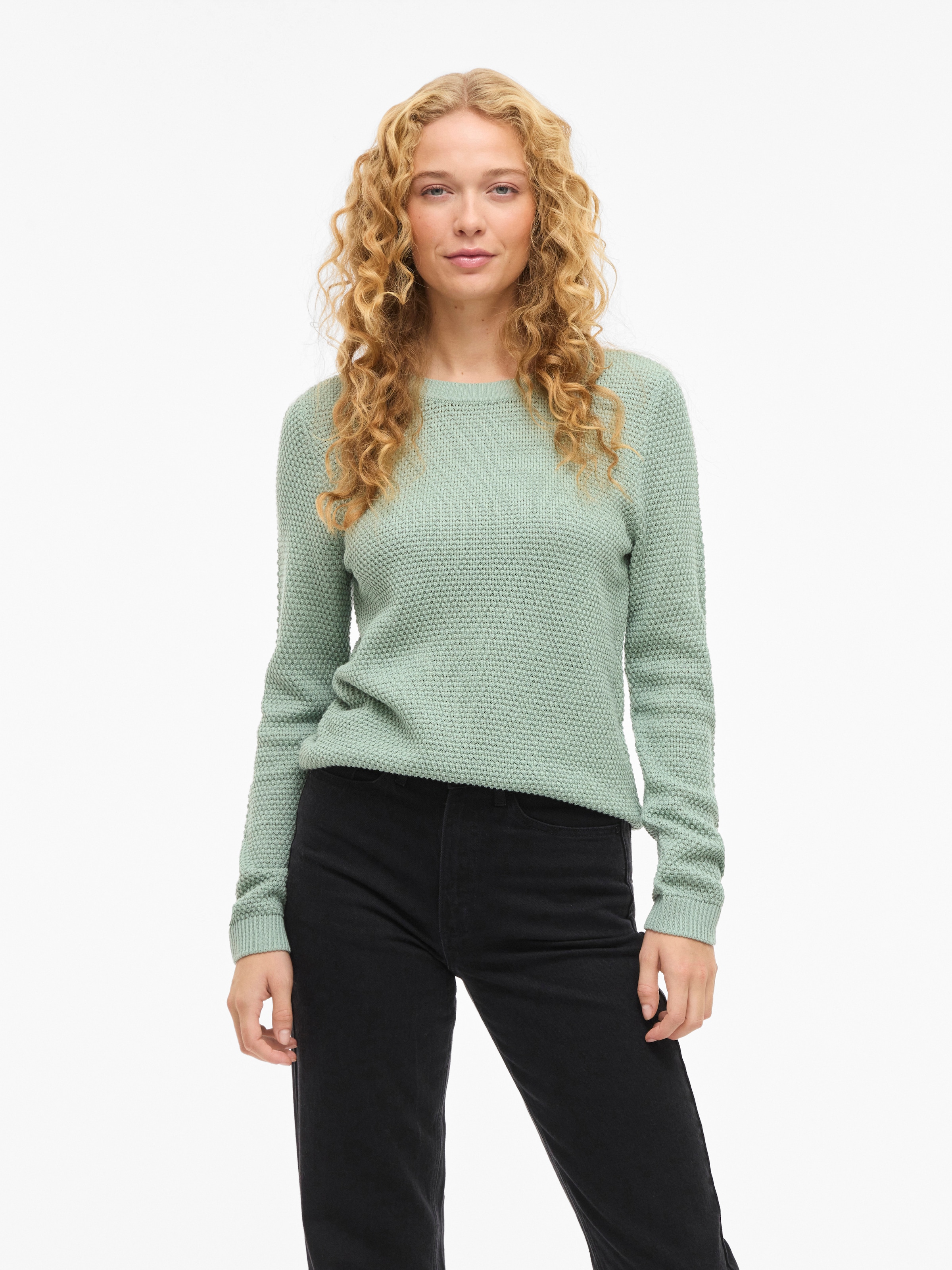 Vila Rundhalspullover "VIDALO O-NECK L/S KNIT TOP- NOOS" Baumwolle, regular fit