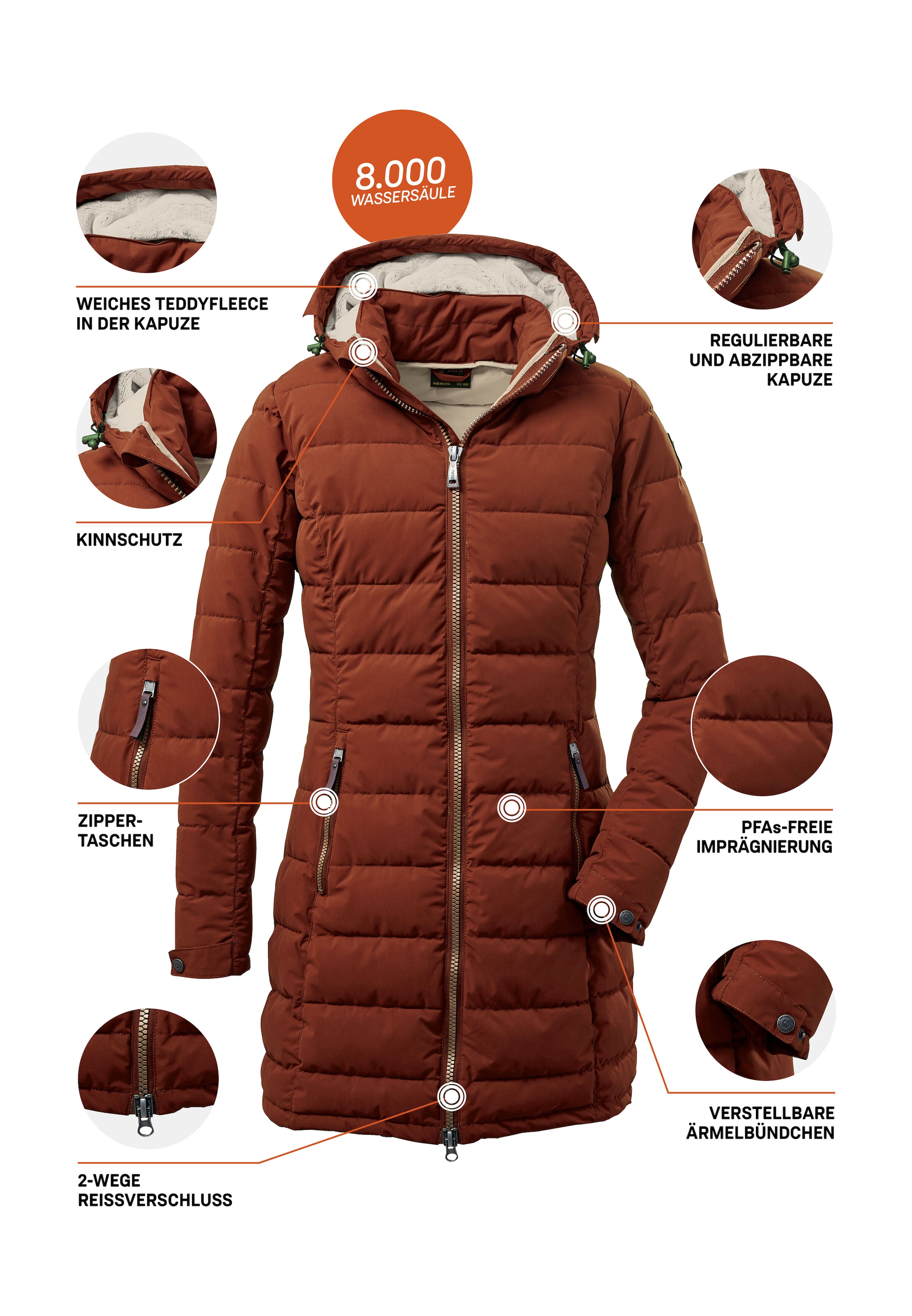 G.I.G.A. DX by killtec Steppmantel »GW 13 WMN QLTD PRK«, Wasserabweisender, winddichter Steppparka mit urbanem Look