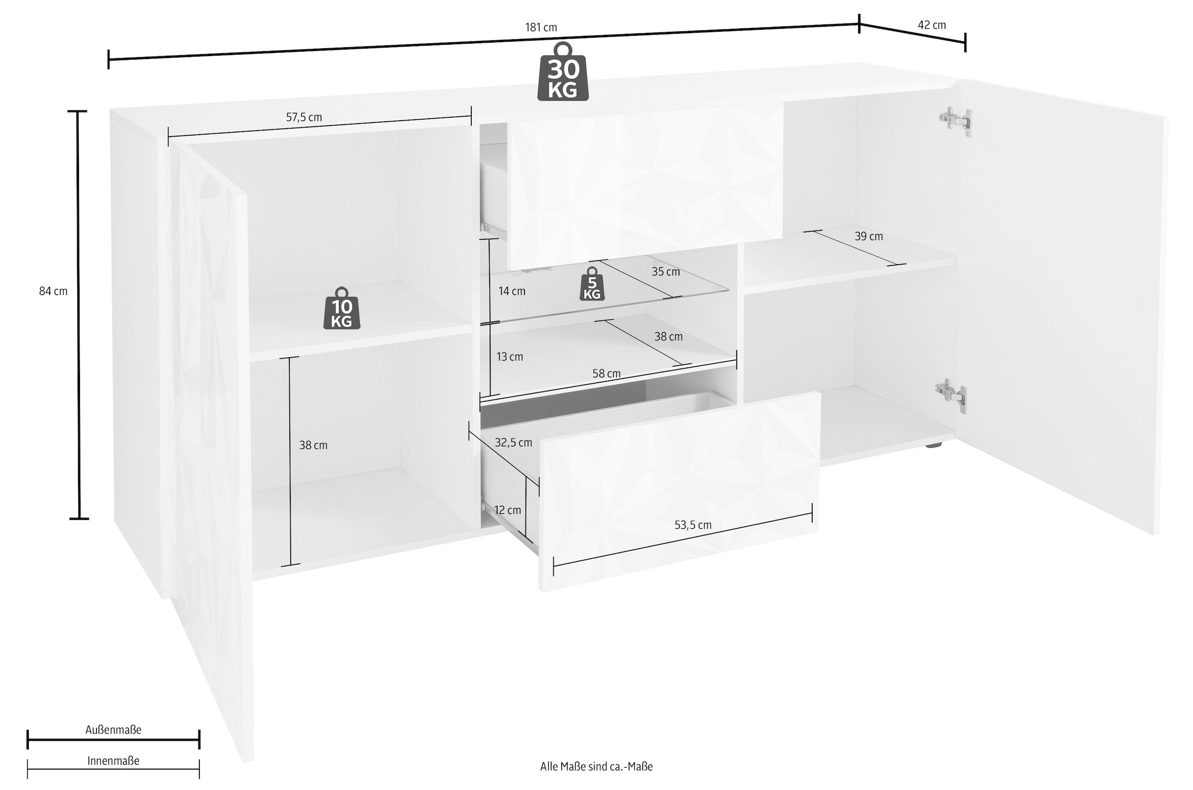 LC Sideboard »Prisma«, Breite 181 cm, 2-türig online shoppen |  Jelmoli-Versand