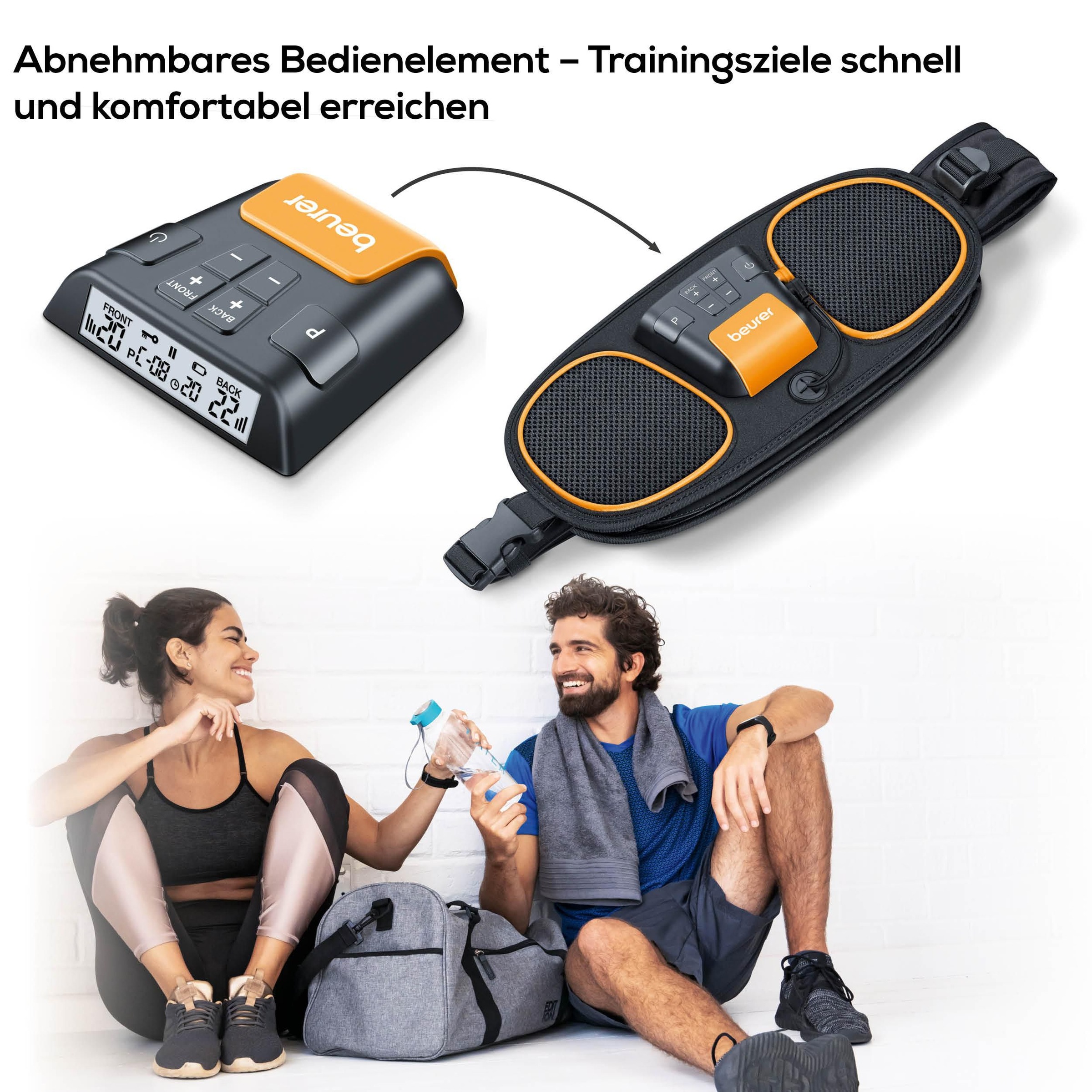 BEURER TENS-EMS-Gerät »EM 39 Muskelgürtel für Bauch- und Rücken, 4 Elektroden«, (2 tlg.), Stimulation von zentralen Bauchmuskeln und unterer Rückenmuskulatur
