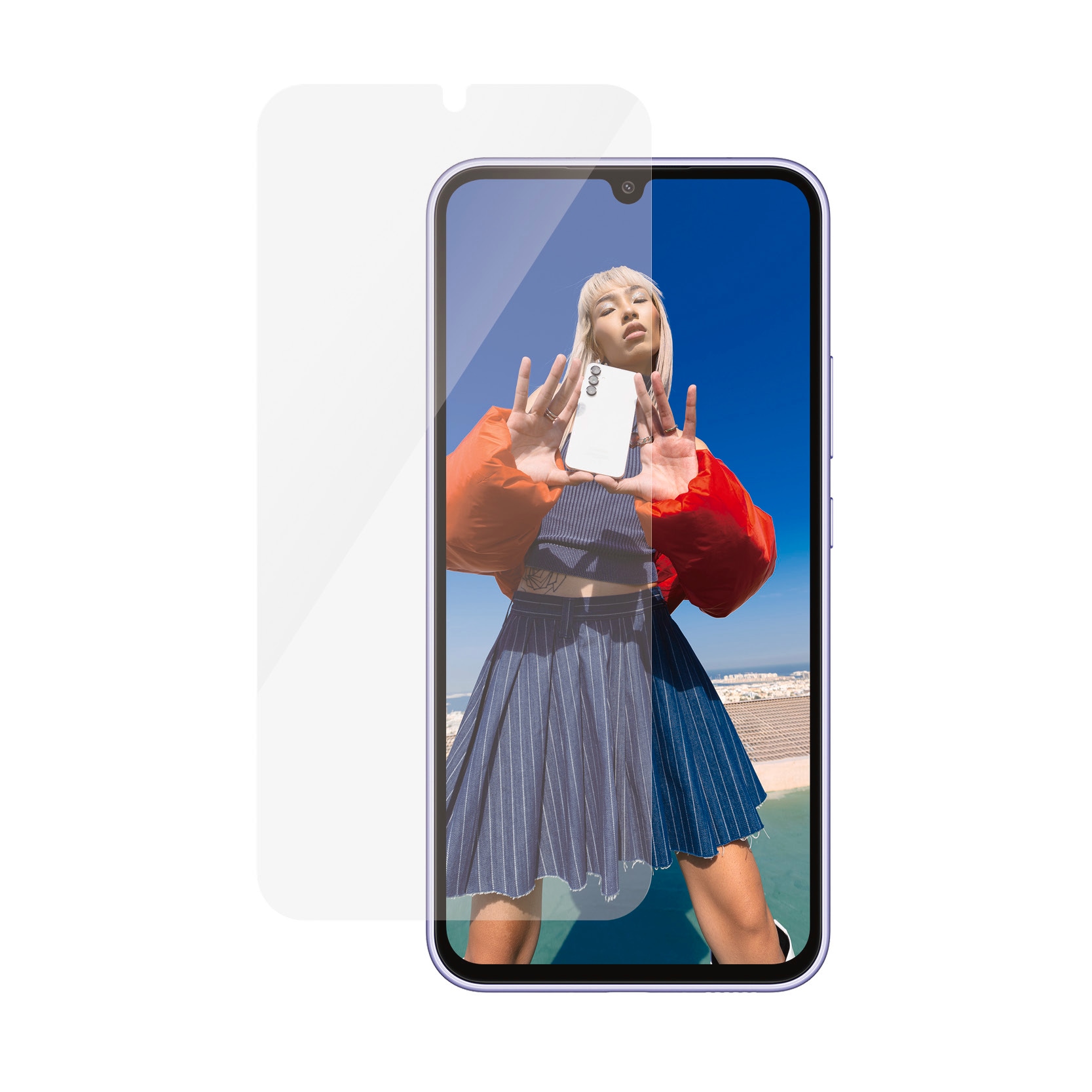 PanzerGlass Displayschutzglas »Re:Fresh Ultra Wide Fit Privacy Screen Protector«, für Samsung Galaxy A35 5G, Displayschutzfolie Displayschutz kratz-& stossfest, kristallklar