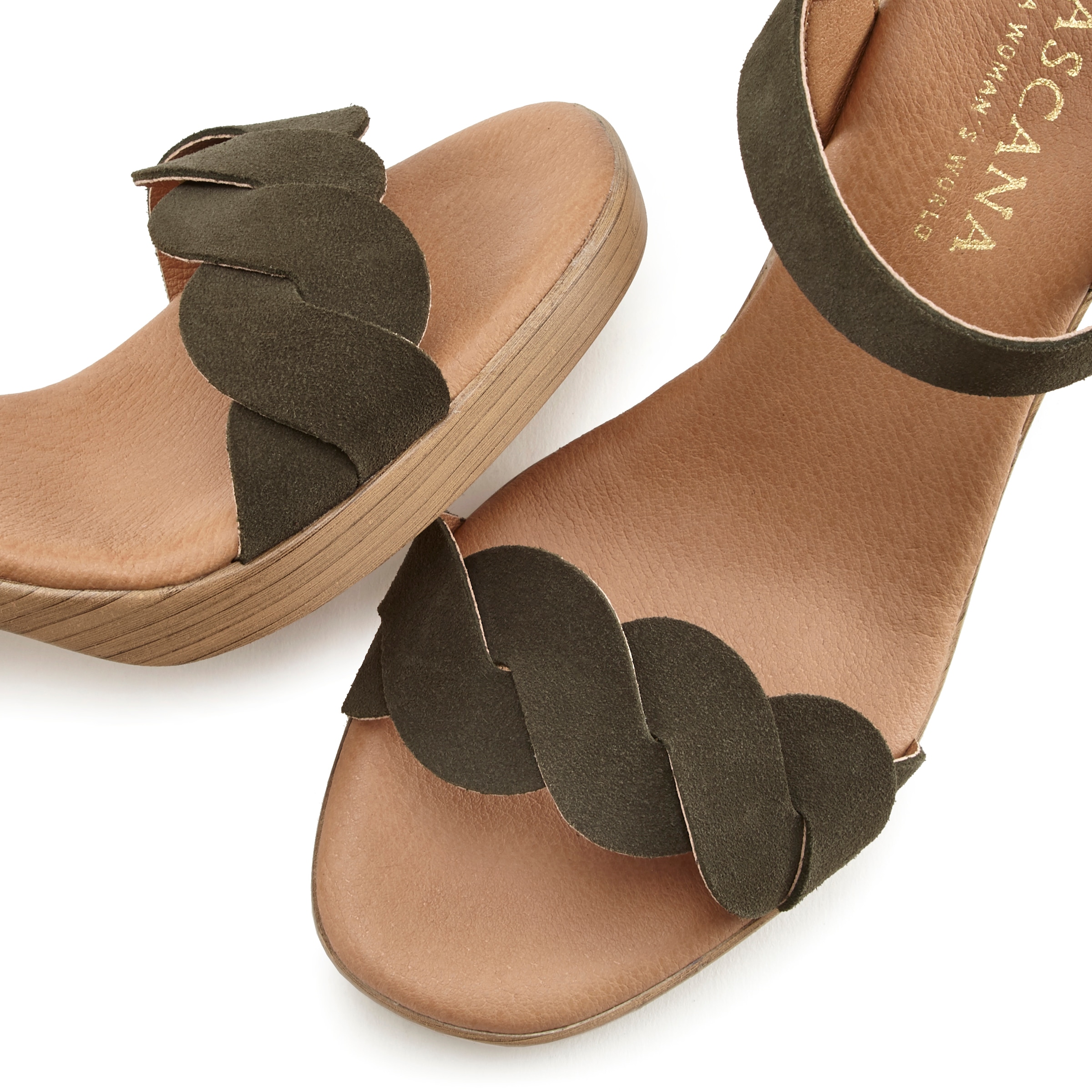 LASCANA Riemchensandalette »Sommerschuh«, Sandale, Sommerschuh aus Leder mit Blockabsatz