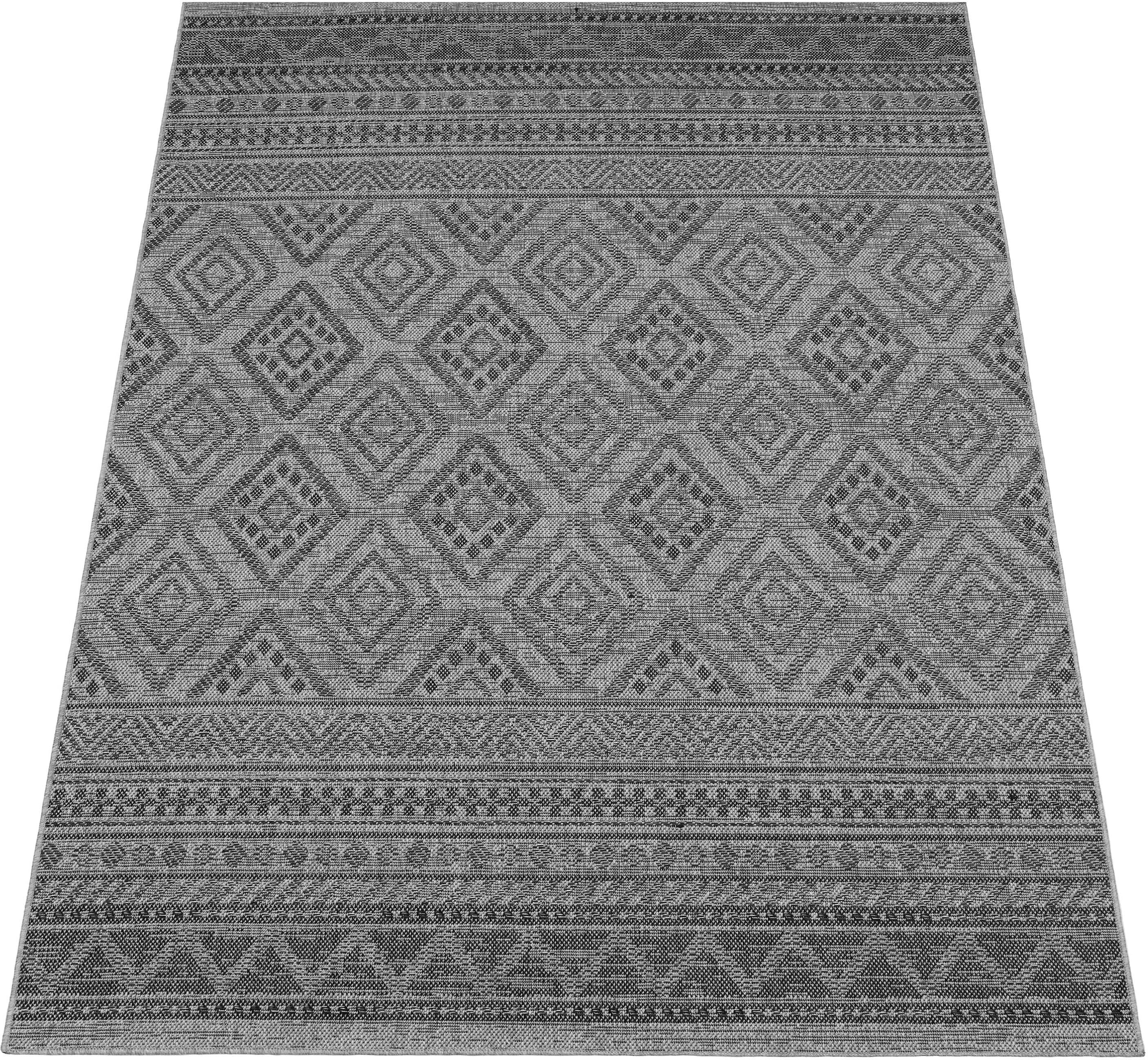 Paco Home Teppich »Vermont 184«, rechteckig, 4 mm Höhe, Flachgewebe, modernes Design mit Rauten, gesteift, Outdoor geeignet