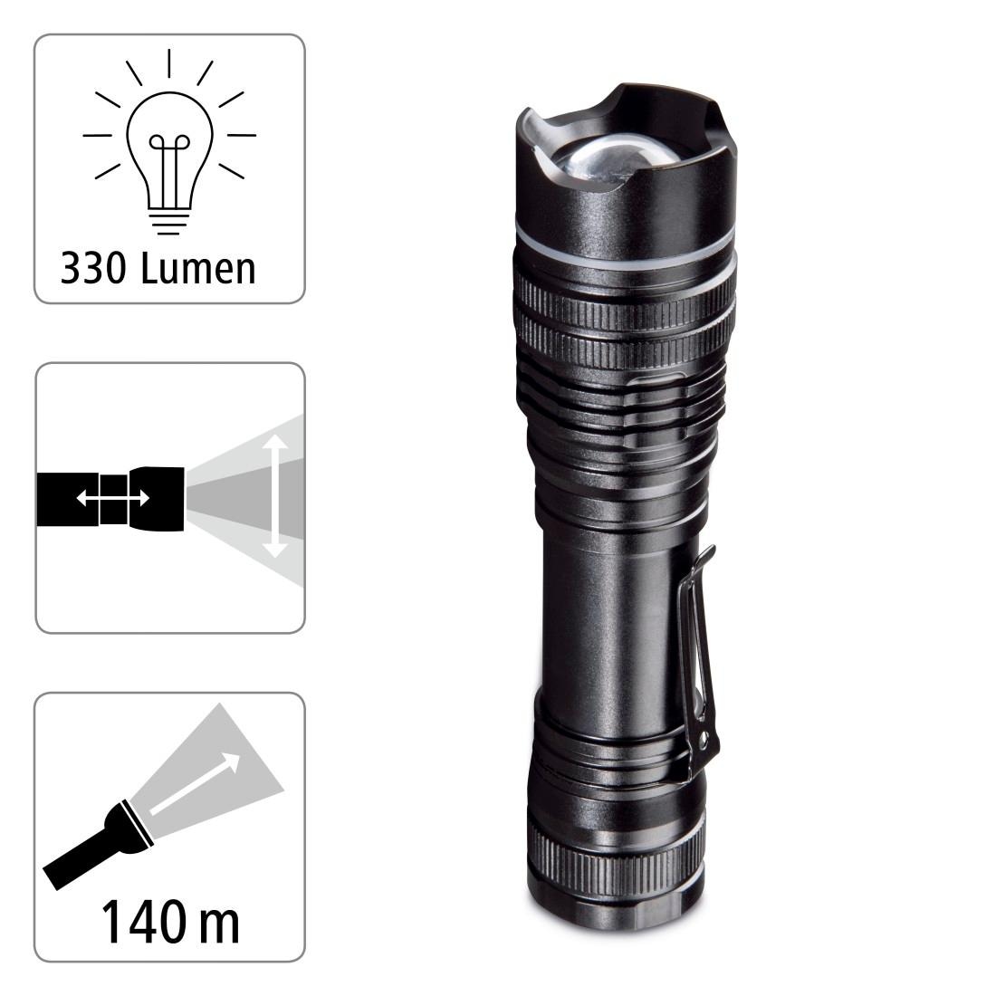 im LED Clip, Shop ❤ Lumen, Jelmoli-Online 3 »LED Taschenlampe Hama 330 Outdoor entdecken mit Taschenlampe Lichtmodi, fokussierbar, Professional«