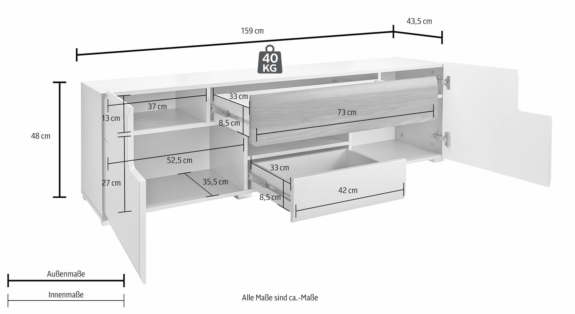 Helvetia Lowboard »Toledo«, Breite cm shoppen 159 Jelmoli-Versand online 