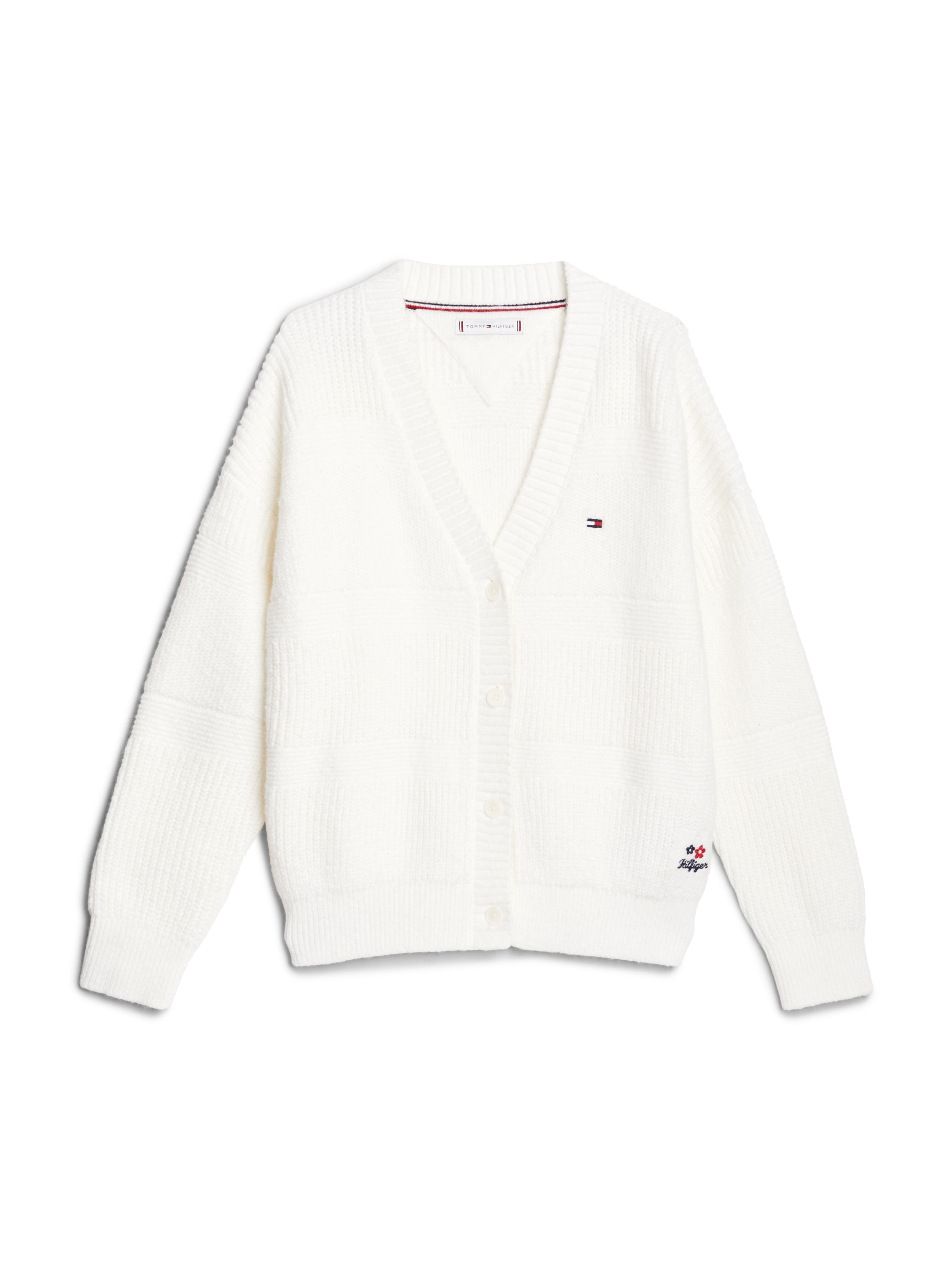 Tommy Hilfiger Strickjacke »MIX TEXTURED CARDIGAN«, Kinder bis 16 Jahre mit Logostickerei