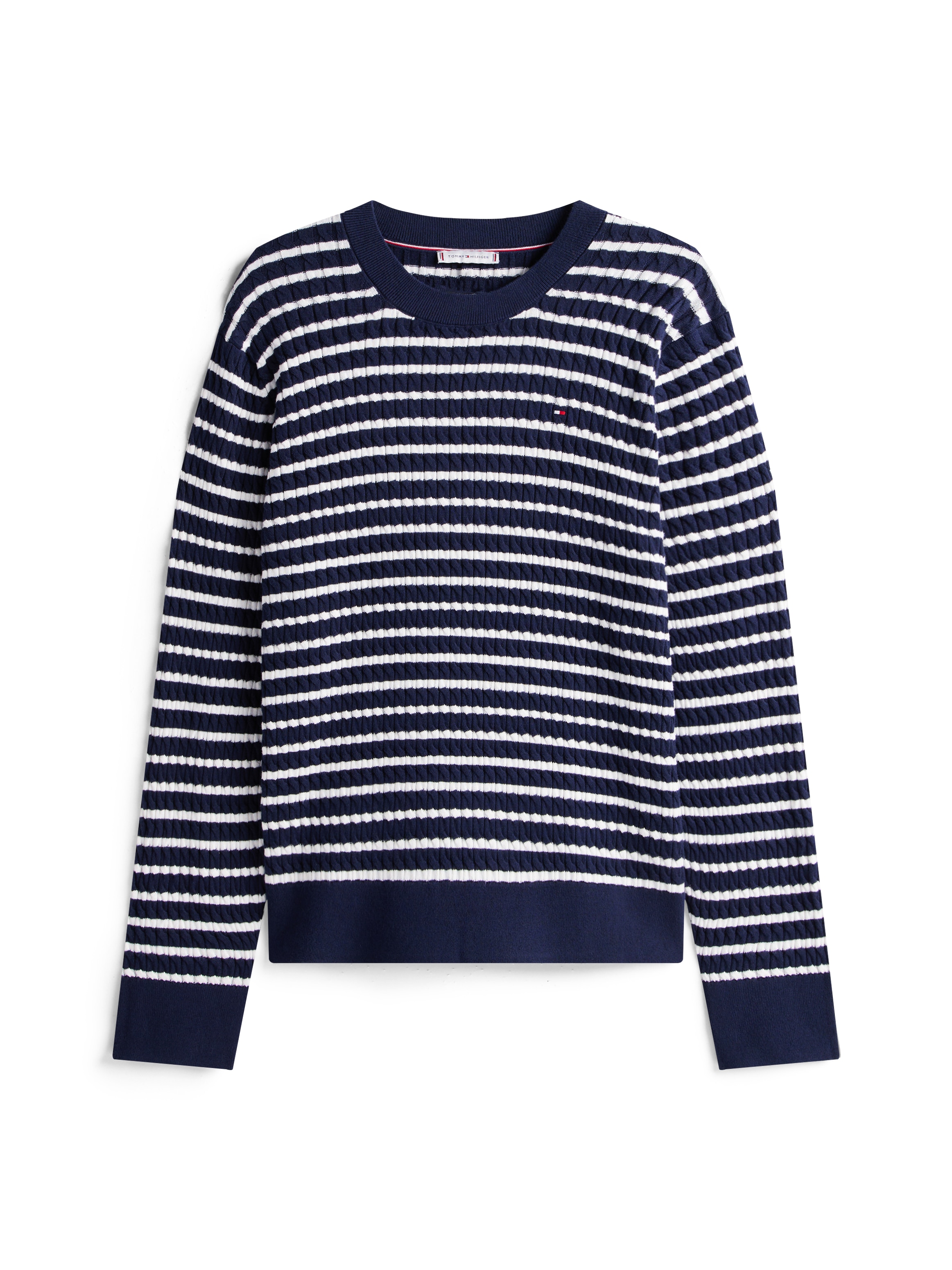 Tommy Hilfiger Curve Strickpullover »CRV CO CABLE FINE GG C-NK LS SWT«, in grossen Grössen, mit Zopfmuster