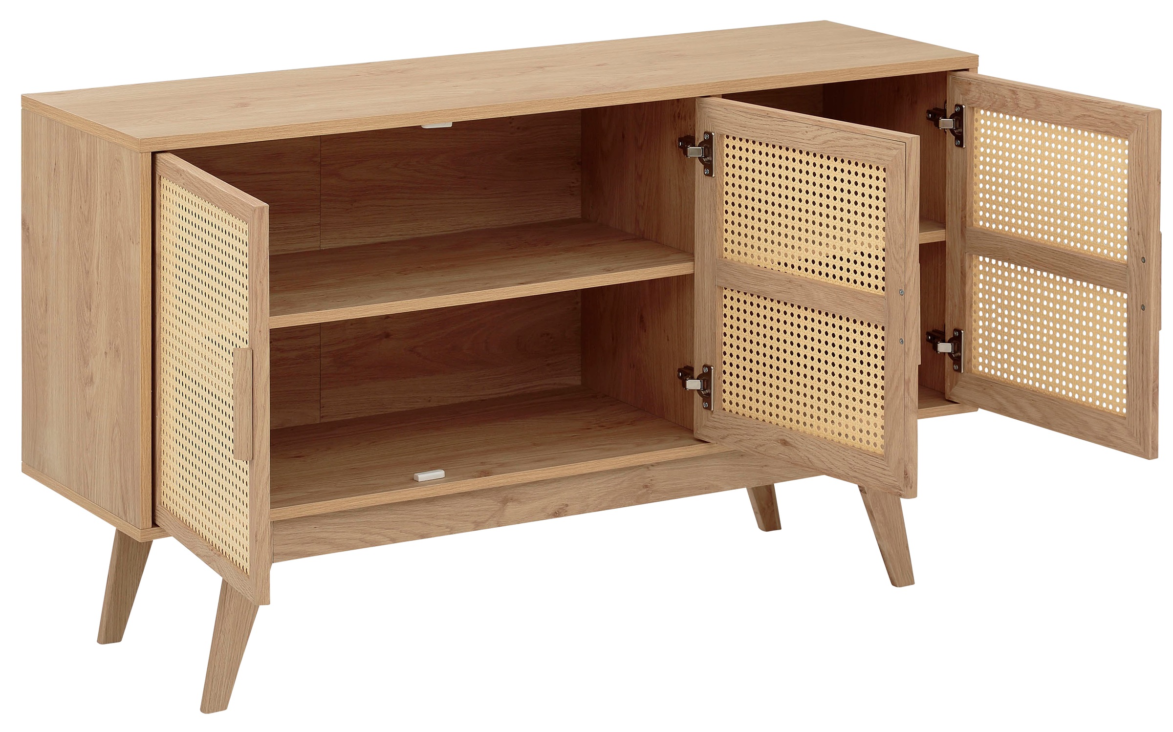 Home affaire Sideboard »Bridget«, 2 verstellbare Einlegeböden, Beine aus Holz, Breite 128 cm, Höhe 75 cm