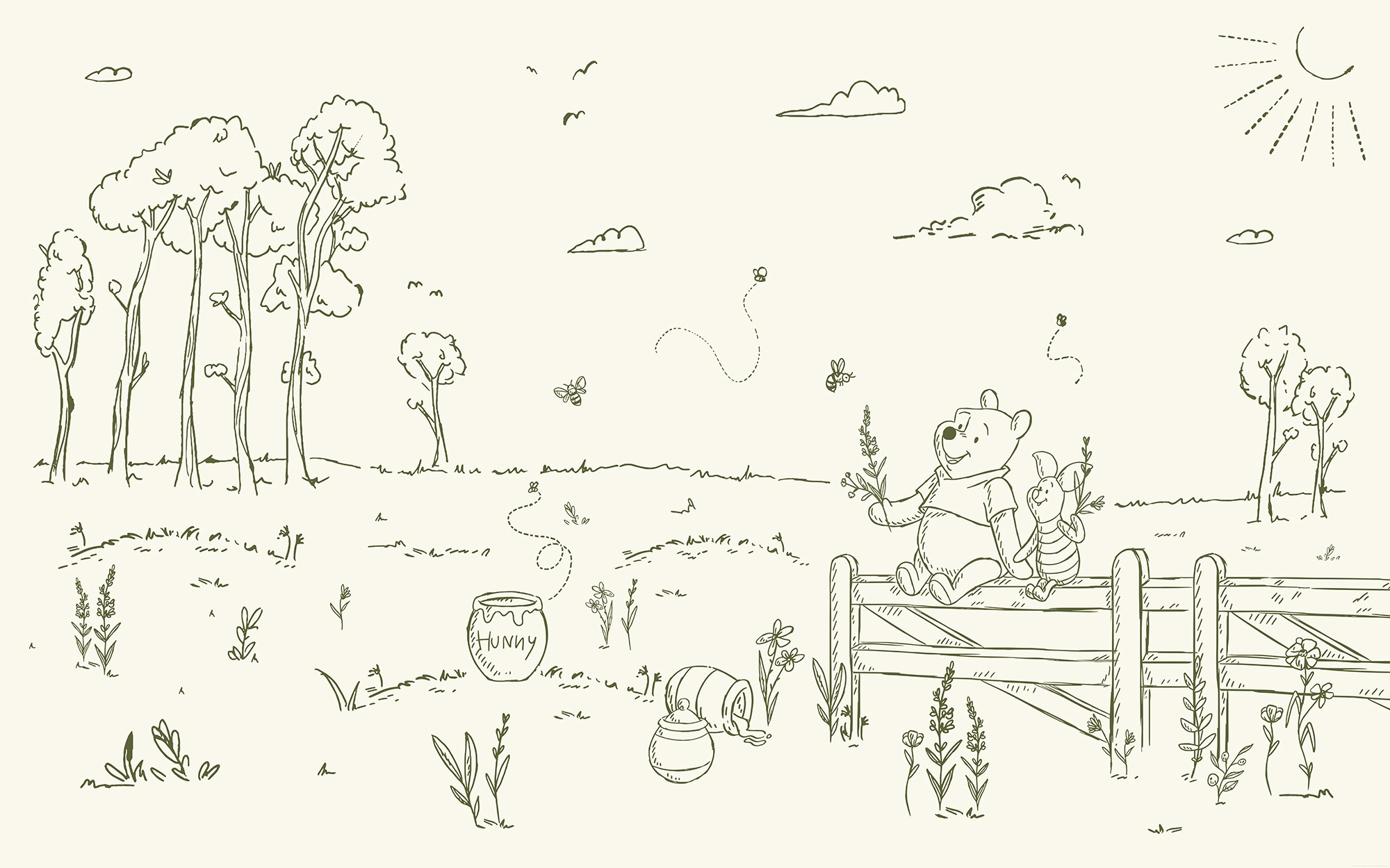 Komar Kindertapete »Disney Winnie the Pooh Bee at One with Nature«, bedruckt