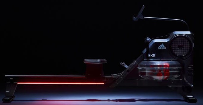 adidas Performance Rudergerät »Wasserrudergerät "R-21"«, (mit Tablet-Halterung und LED-Beleuchtung, mit Brustgurt), Rudermaschine, 7 Widerstandsstufen, Wasserwiderstand