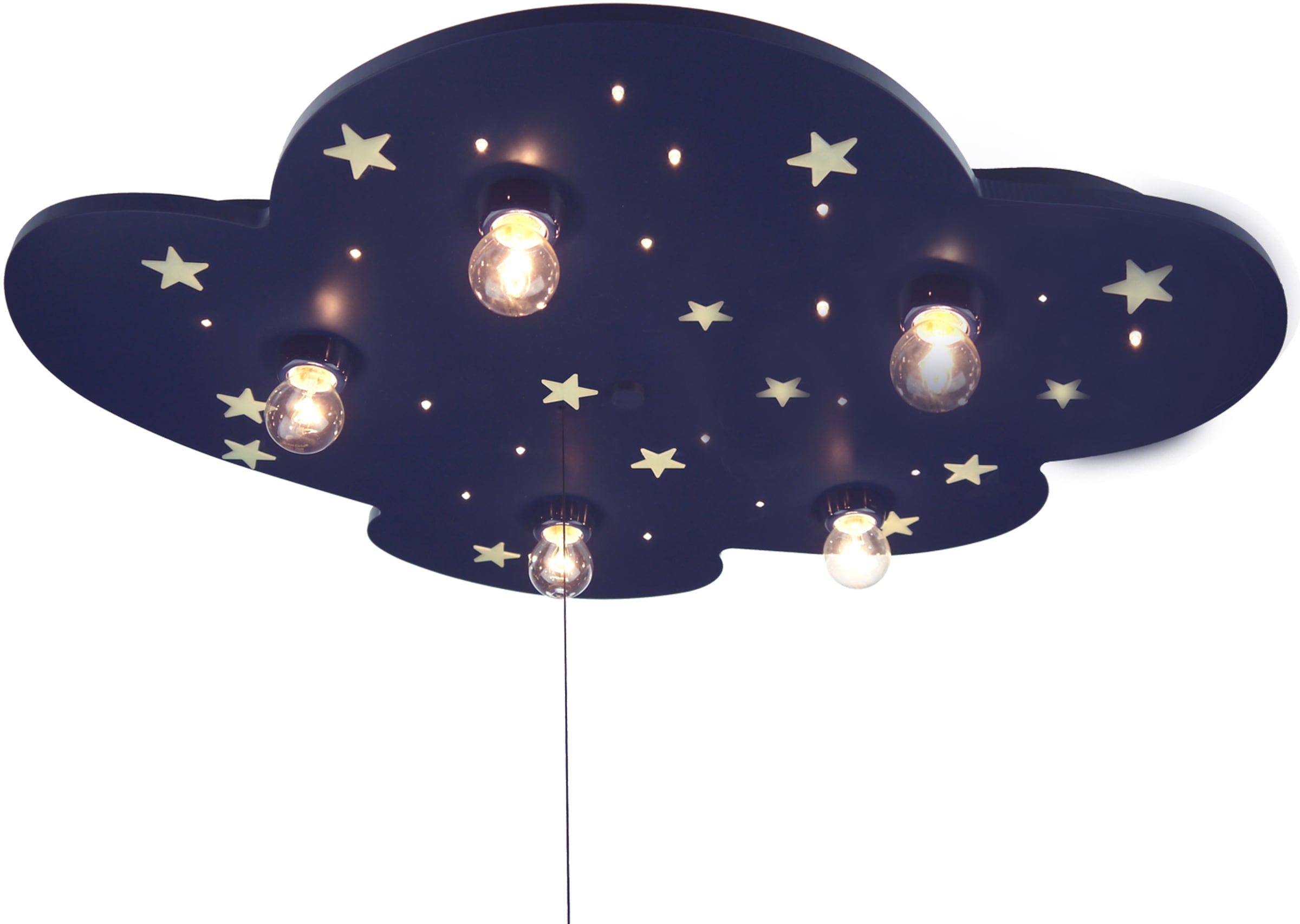 niermann Deckenleuchte »Wolke«, 5 flammig-flammig, Deckenleuchte Wolke blau mit fluoreszend. Sternen
