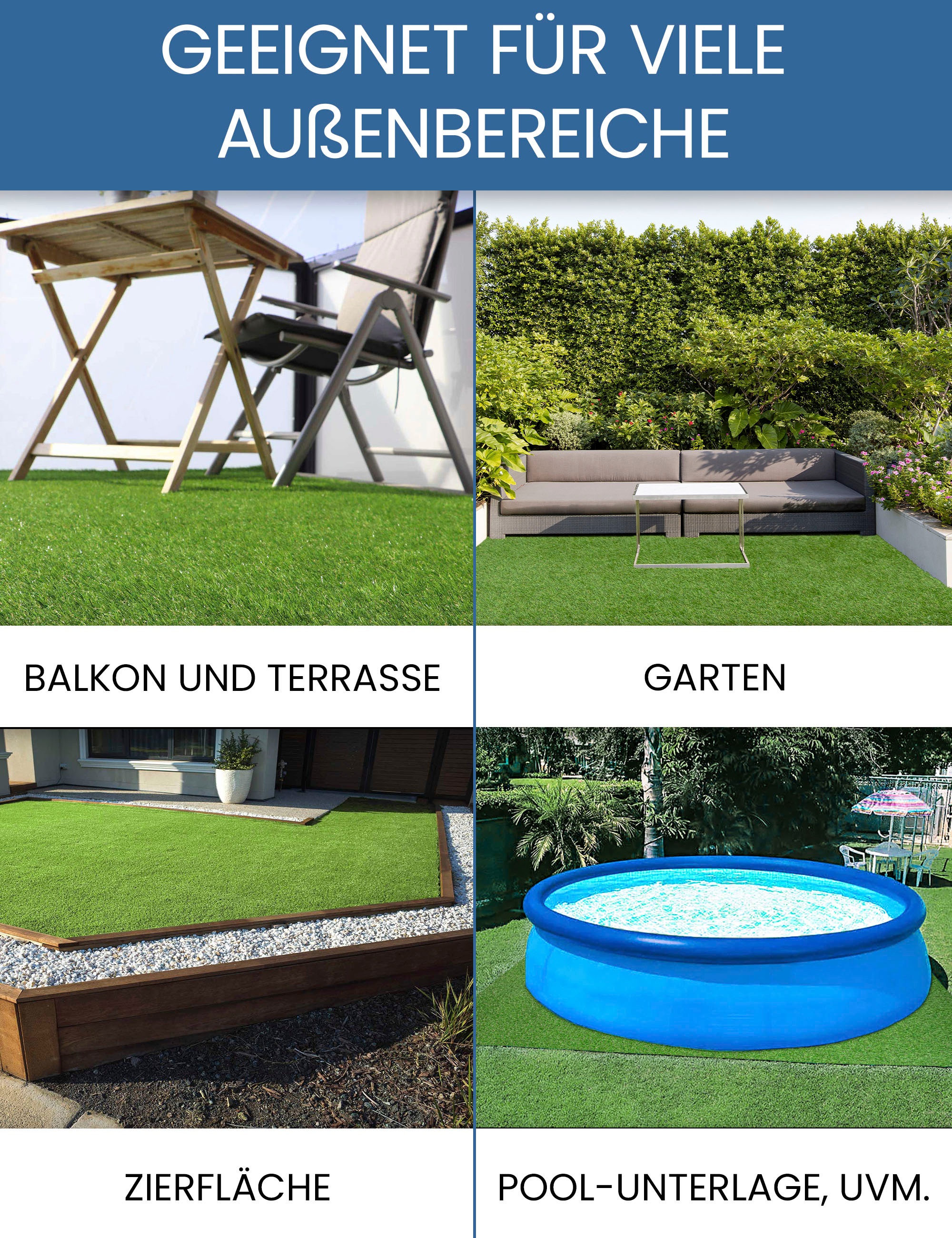 Primaflor-Ideen in Textil Kunstrasen »WOODLAND«, rechteckig, 29 mm Höhe, realistische Optik, mit Drainagefunktion, ideal für Balkon & Terrasse
