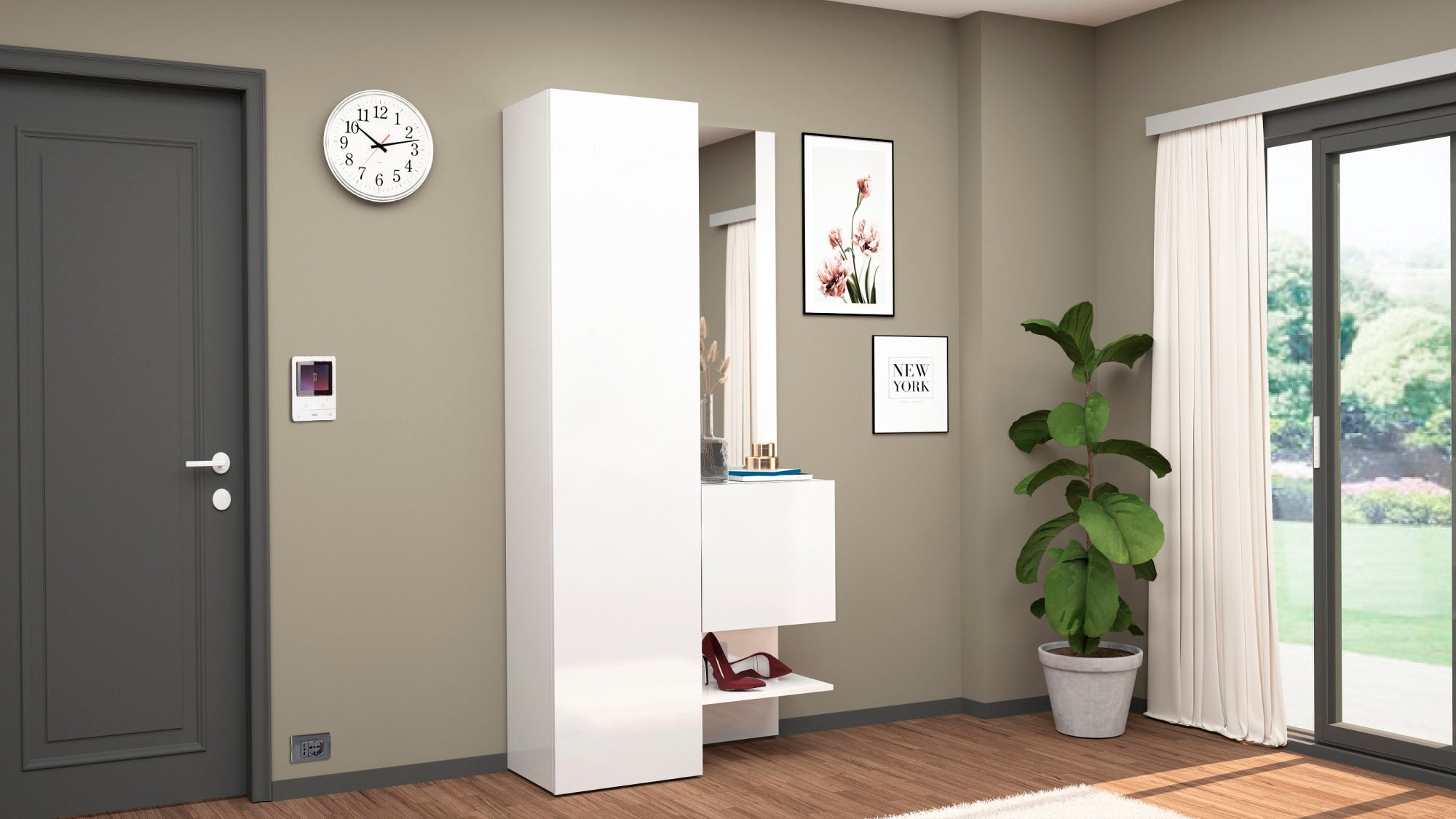 INOSIGN Garderoben-Set »Kompakt«, (2 St., 2-er set: grosser Schuhschrank,kleiner Schuhfach mit Spiegel und Ablage)