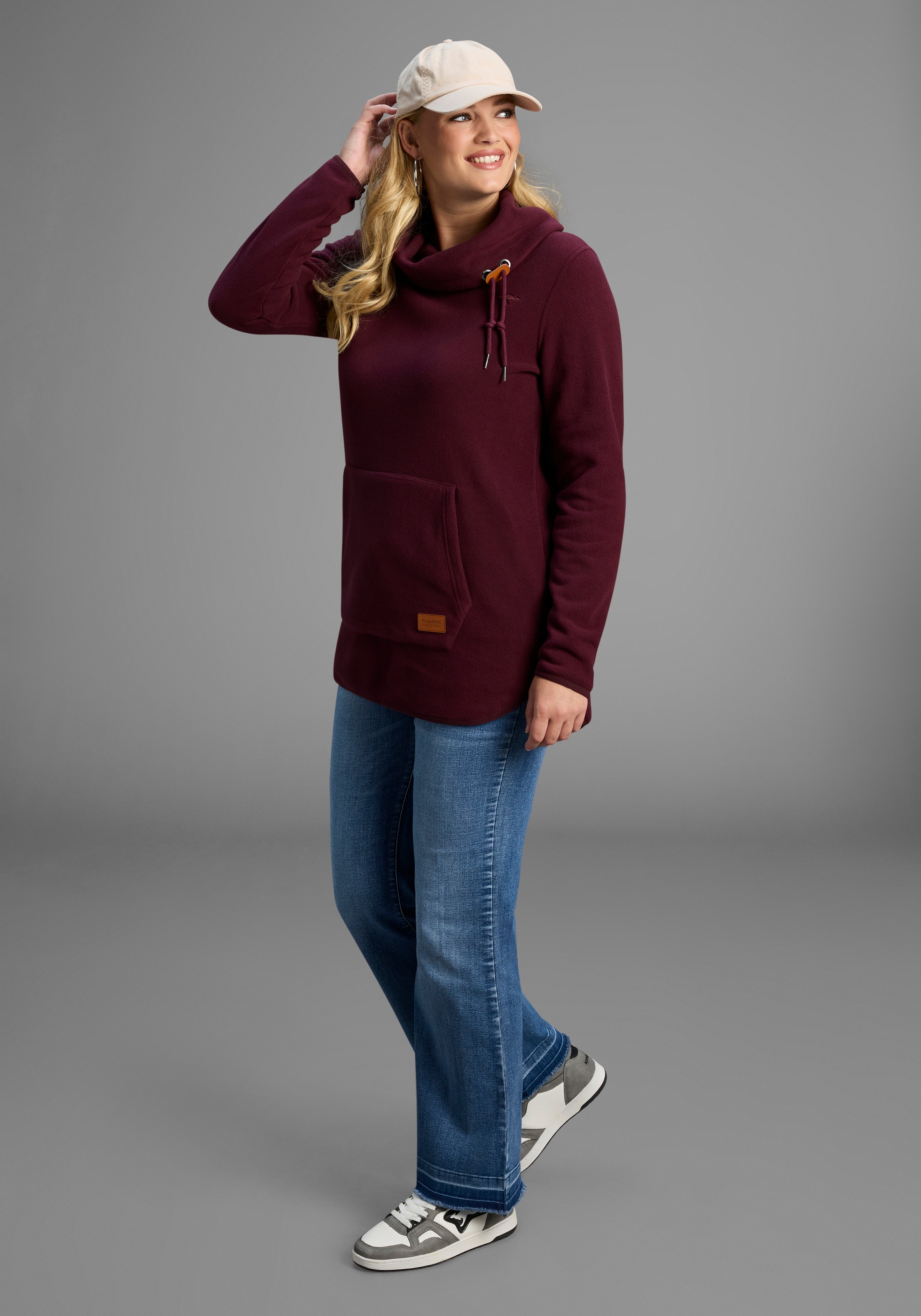 KangaROOS Fleecepullover, hochschliessender Kragen mit regulierbarer Weite, grosse Grössen