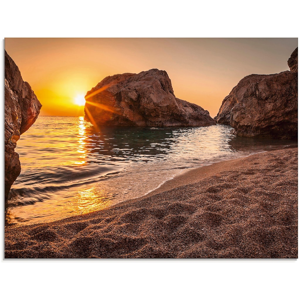 Artland Glasbild »Sonnenuntergang und Strand«, Strand, (1 St.)