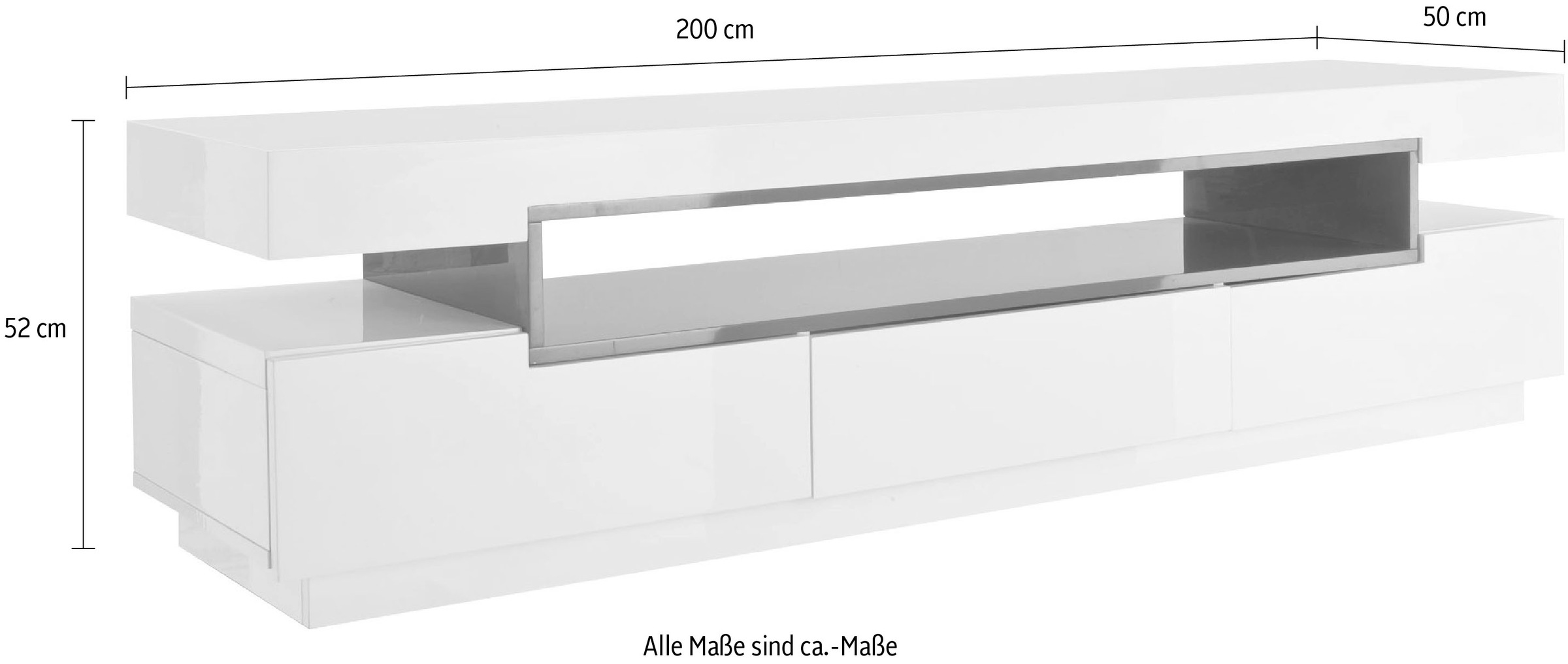 MCA furniture Lowboard »Laura«, weiss Hochglanz mit 3 Schubladen