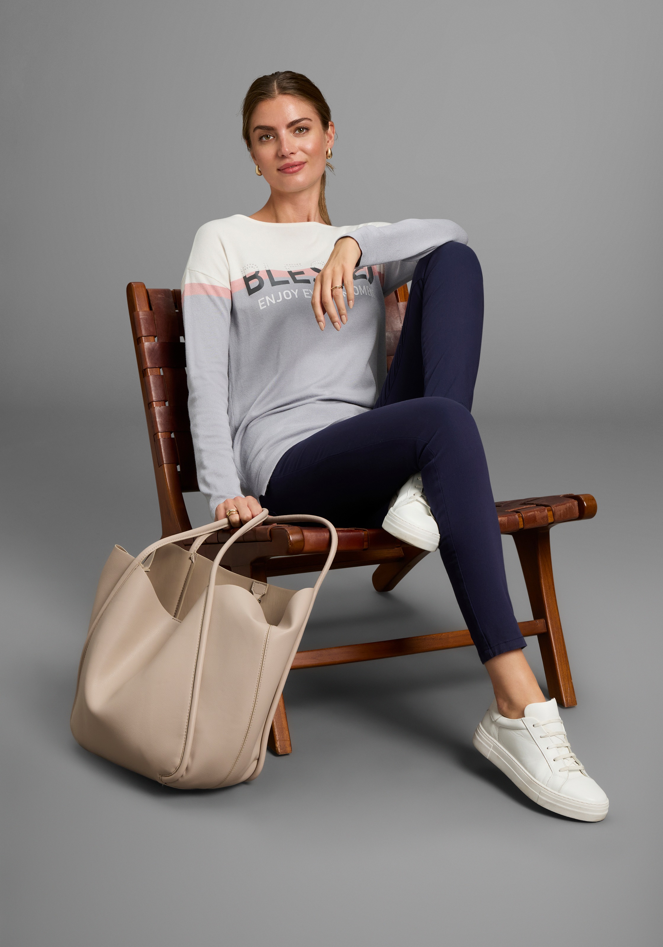 Laura Scott Strickpullover, mit Printstreifen - NEUE KOLLEKTION
