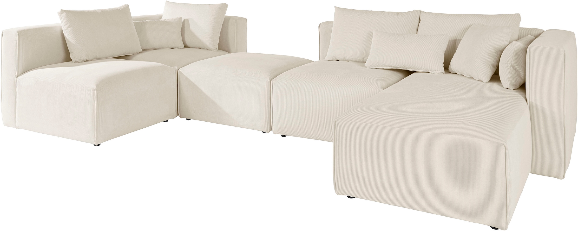 Home affaire Wohnlandschaft »Comfine U-Form«, zusammengesetzt aus Modulen, in 3 Stoffen und vielen Farben