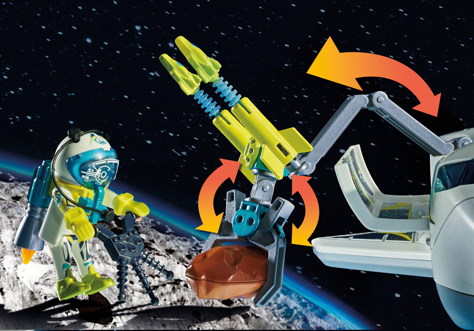 Playmobil® Konstruktions-Spielset »Space-Shuttle auf Mission (71368), Space«, (72 St.), mit Licht