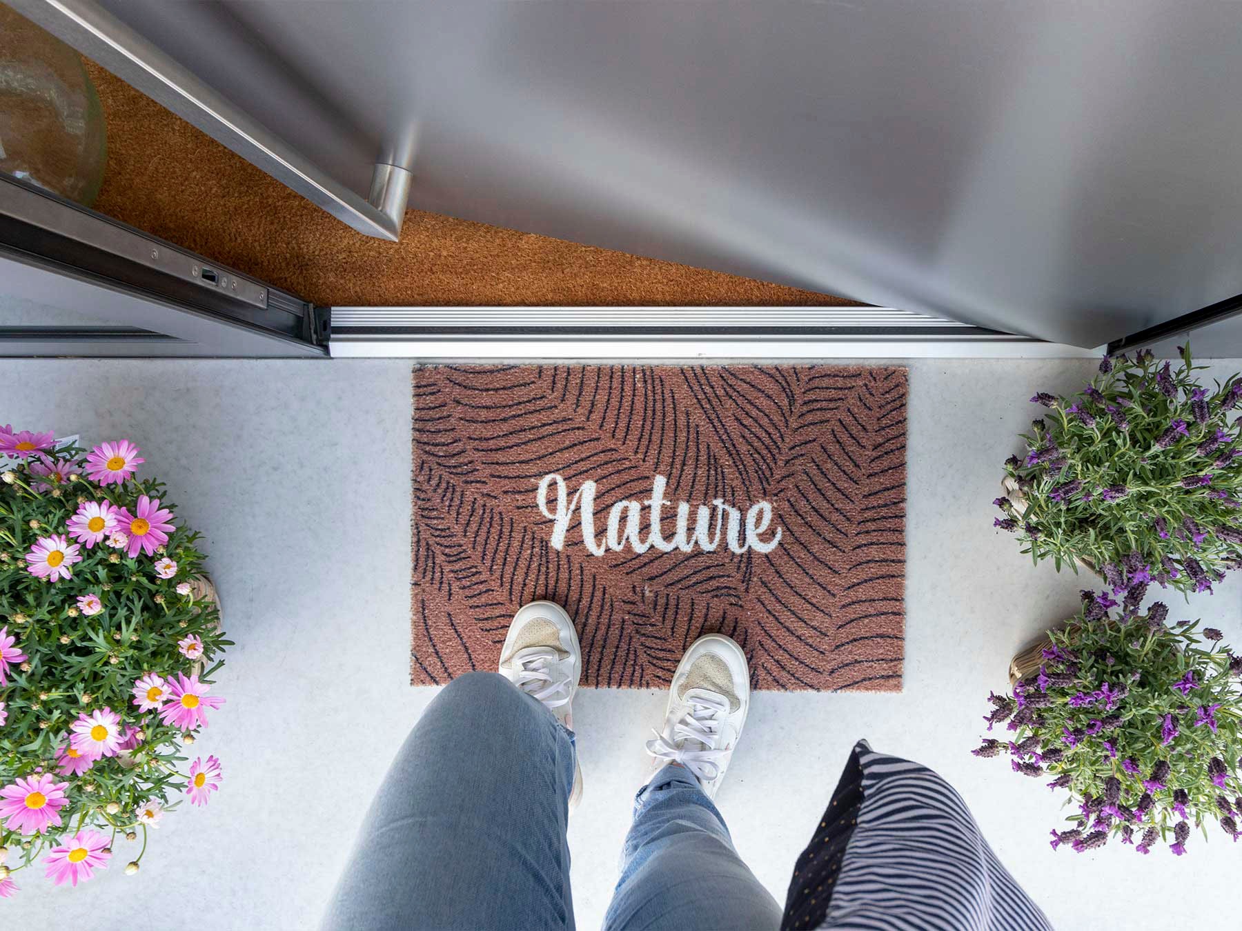 Primaflor-Ideen in Textil Fussmatte »Schmutzfangmatte COUNTRY, Nature«, rechteckig, 7 mm Höhe, Schmutzfangmatte, Kokos-Optik, mit Spruch, rutschhemmend, waschbar