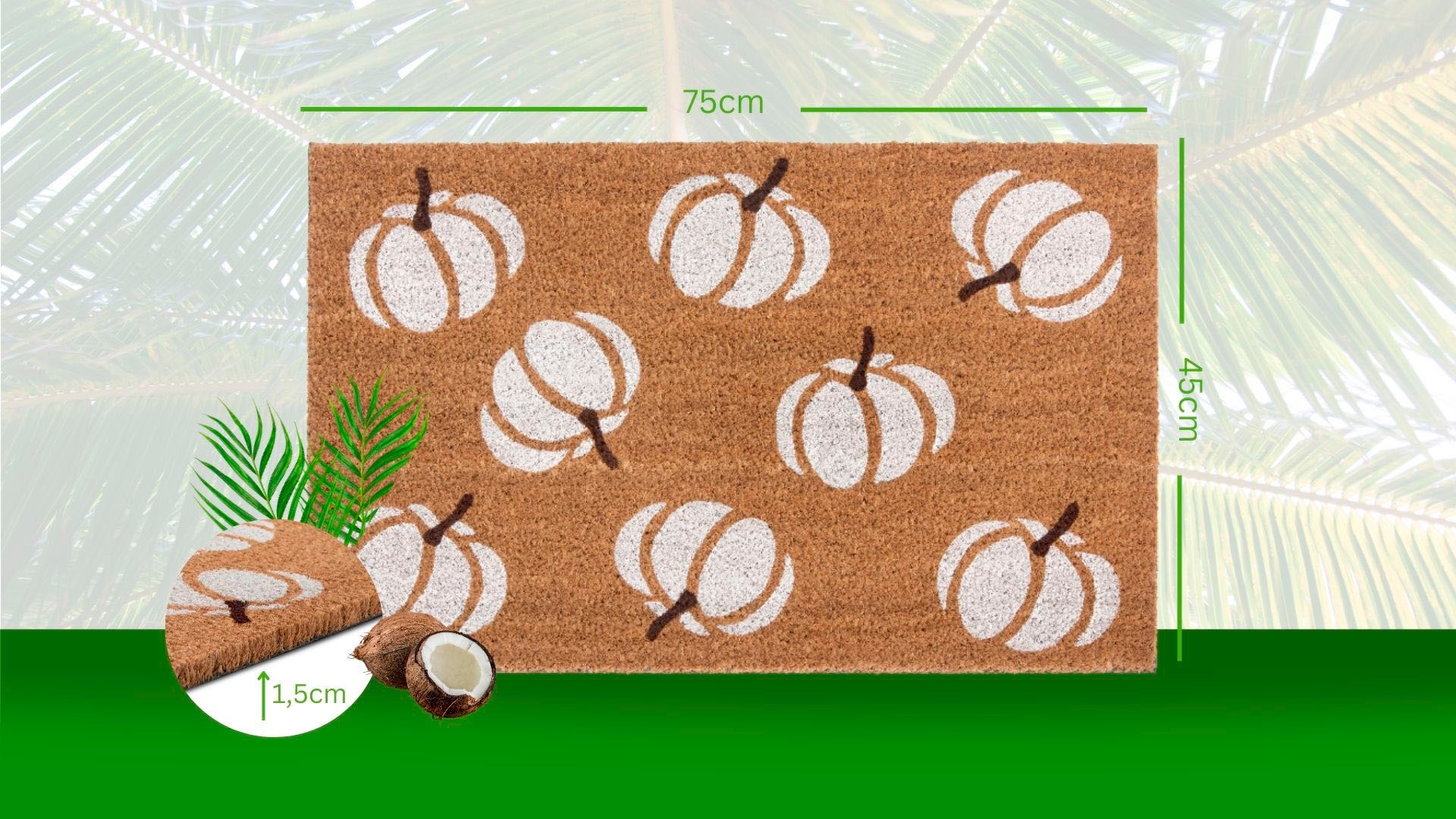 HANSE Home Fussmatte »Mix Mats Kokos Pumpkins, Türmatte«, rechteckig, 15 mm Höhe, Kokos, Schmutzfangmatte, Outdoor, Rutschfest, Innen, Kokosmatte, Flur