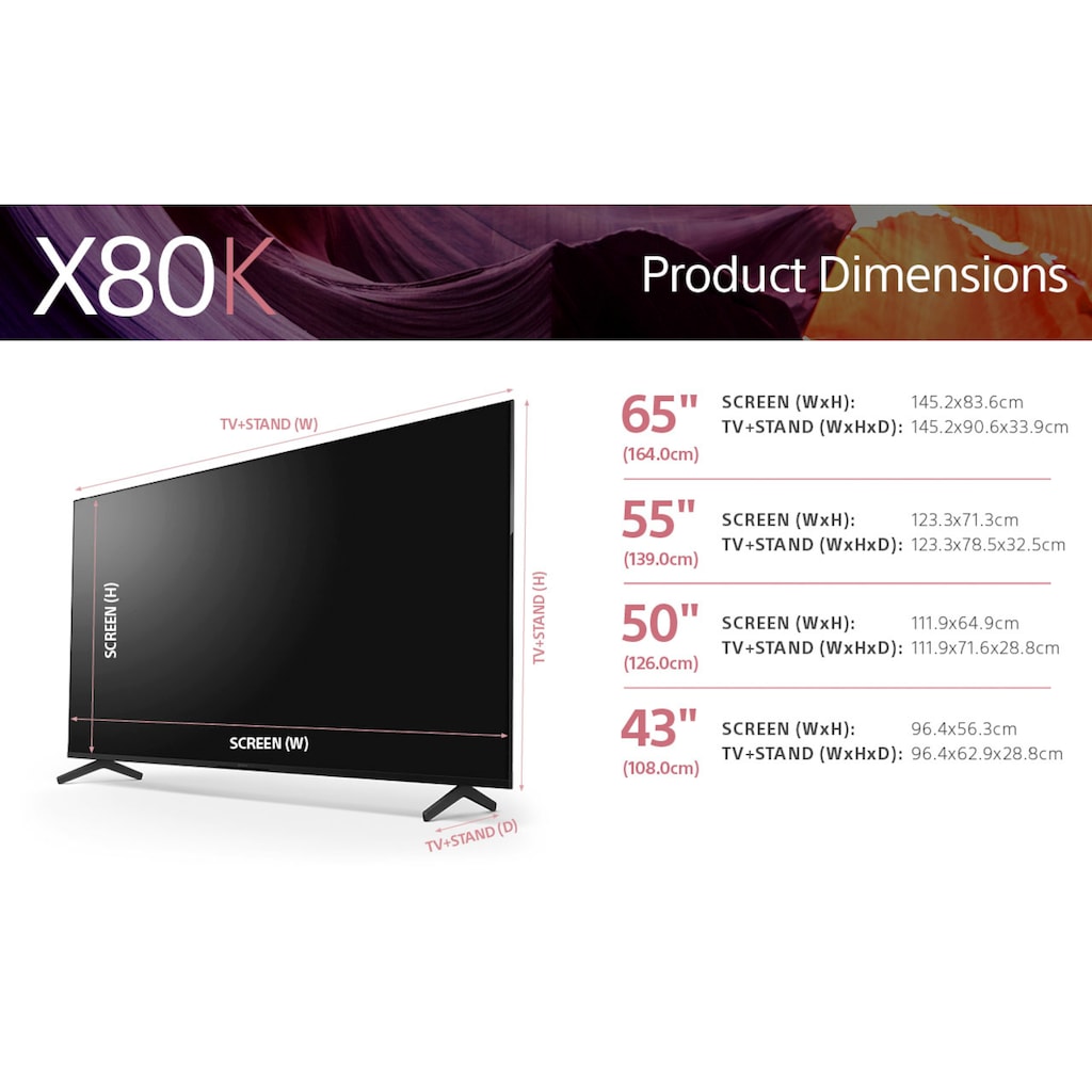 Sony LCD-LED Fernseher »KD55X80K«, 139 cm/55 Zoll, 4K Ultra HD, Smart-TV-Google TV