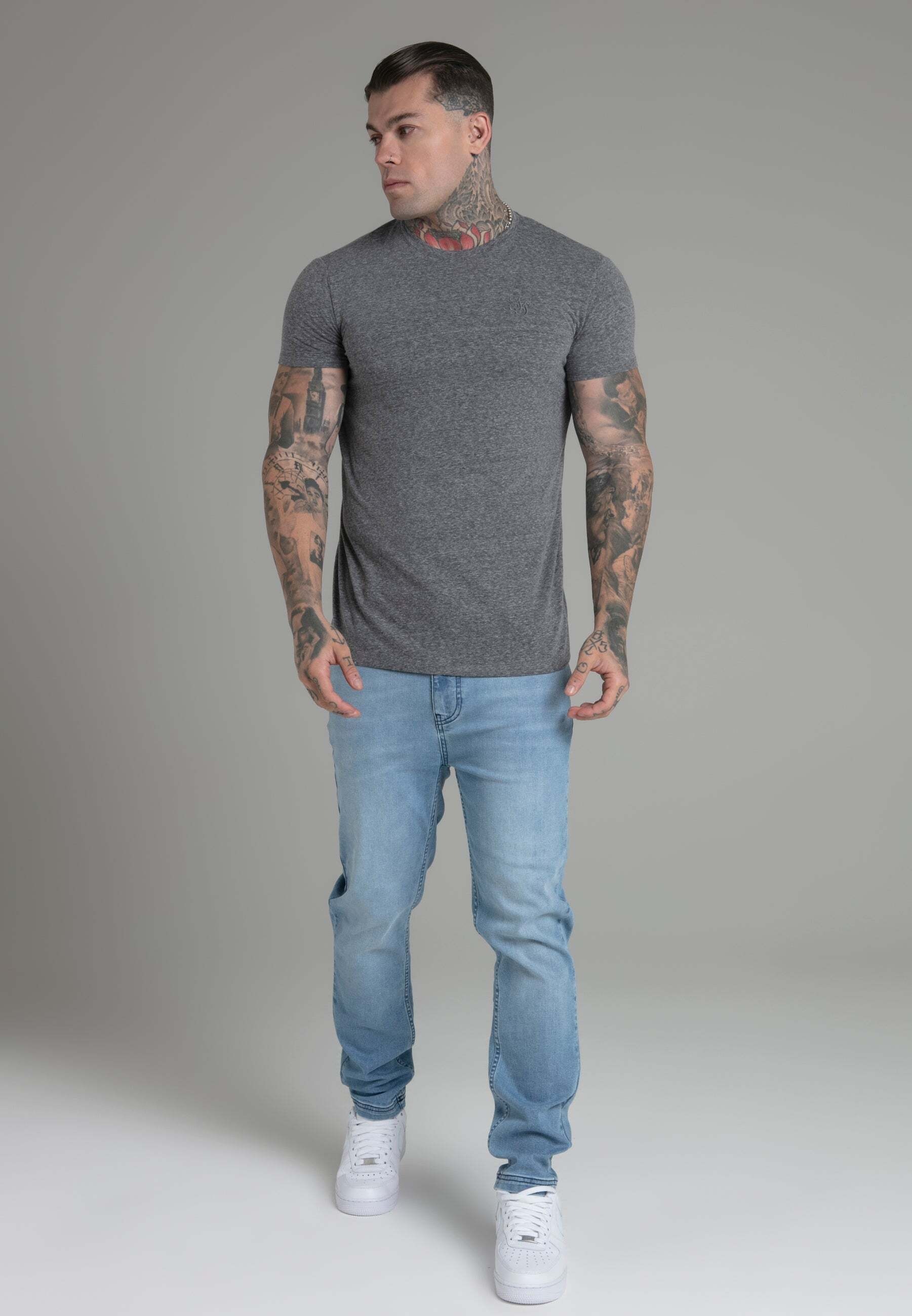 Siksilk T-Shirt »Siksilk T-Shirt Marl T-Shirt in Dark Grey«
