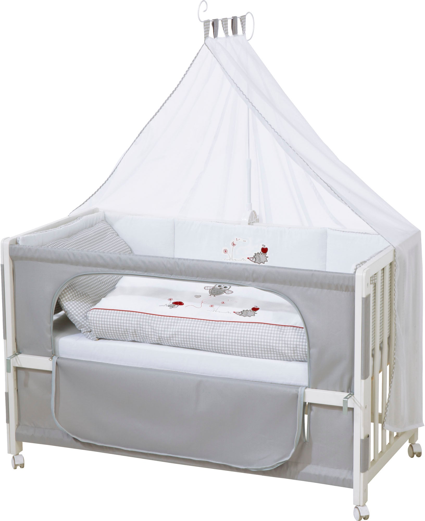 roba® Babybett »Room bed - Dekor Adam und Eule«, als Beistell-, Kinder- und Juniorbett verwendbar