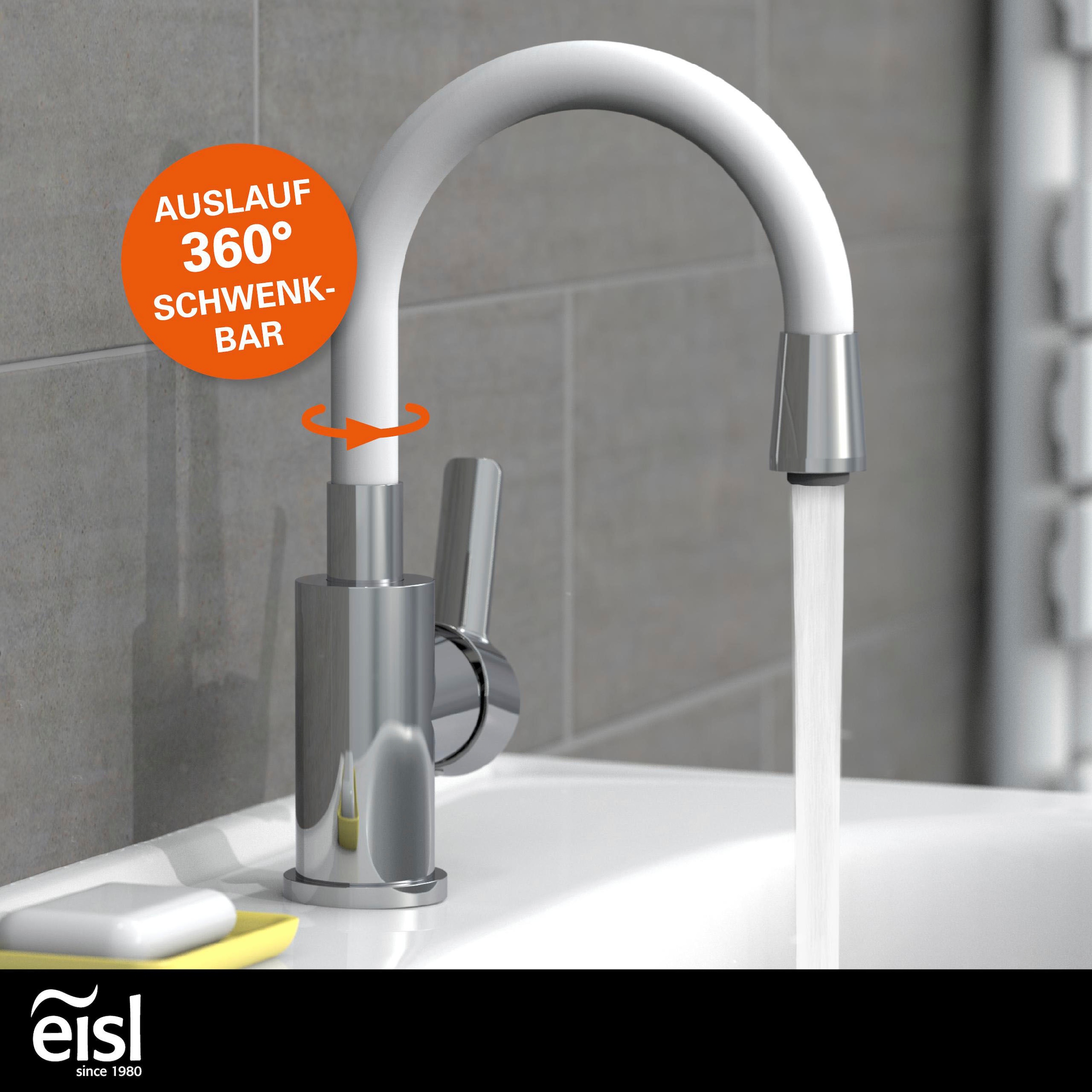 Eisl Waschtischarmatur »Flexo«, energiesparender Wasserhahn, Mischbatterie Waschbecken, in Weiss/Chrom