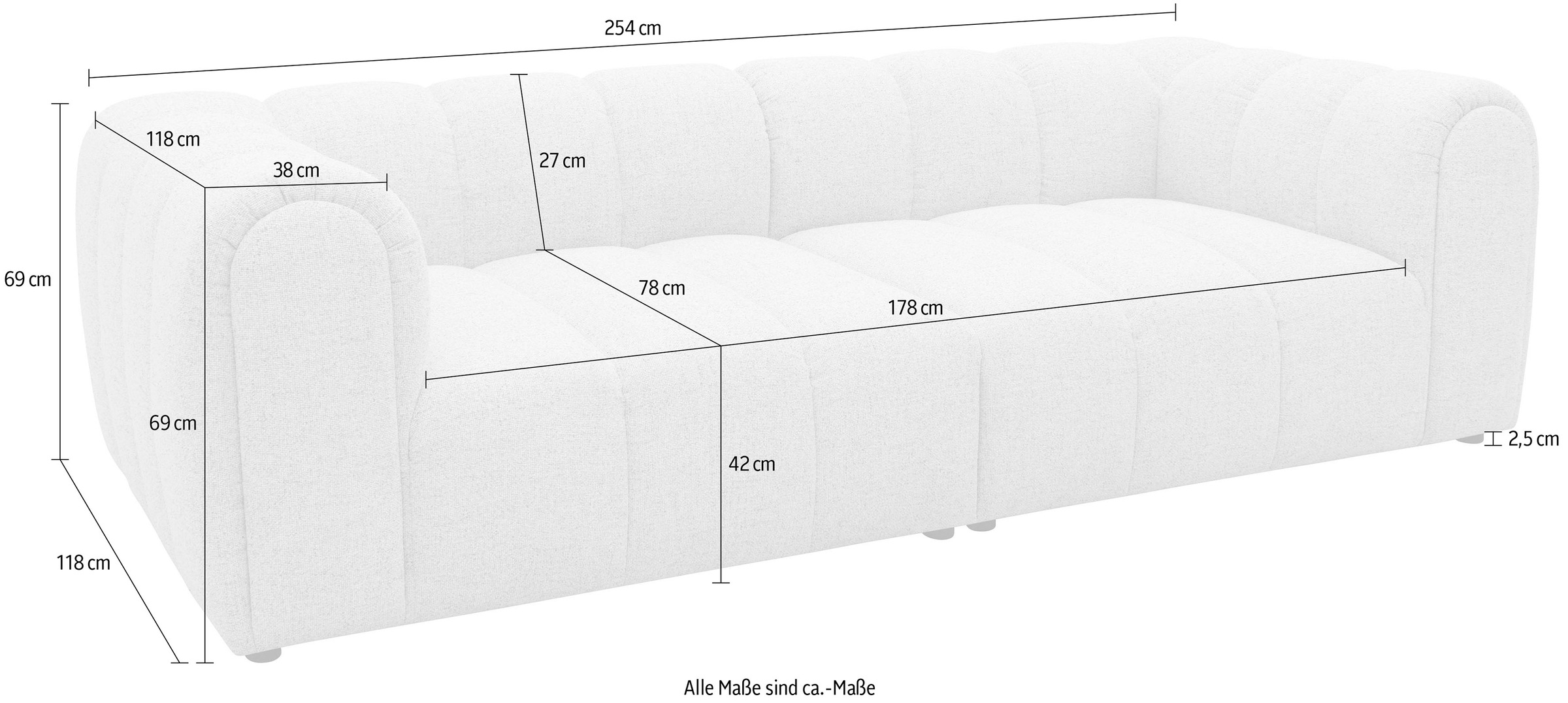 DOMO collection Big-Sofa »Odense Megasofa in 2 Breiten, Taschenfederkernunterfederung, bequem«, aus pflegeleichtem Strukturbezug und legerer Polsterung