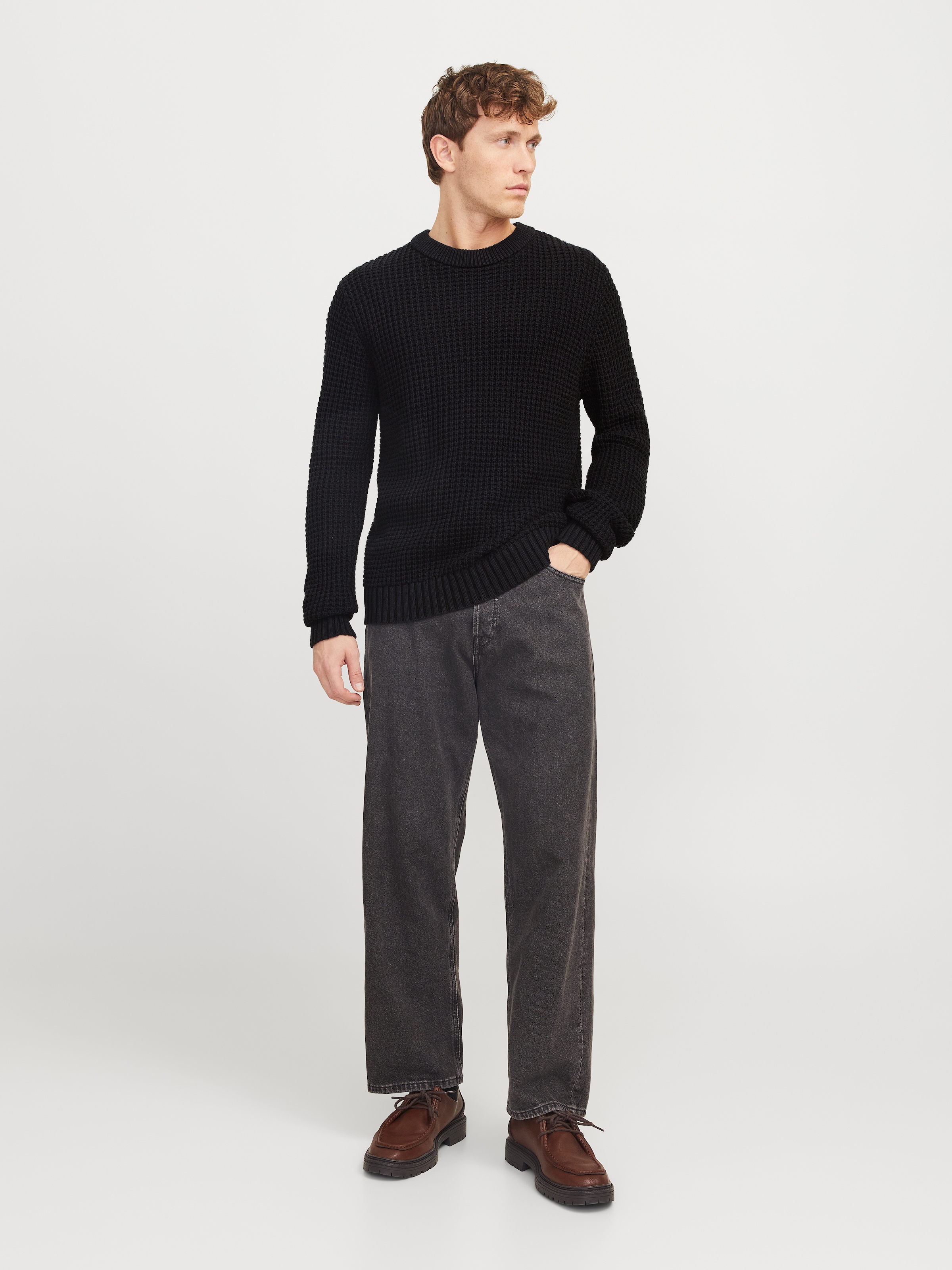 Jack & Jones Rundhalspullover »JCOZION KNIT CREW NECK BF«, mit markanter Struktur