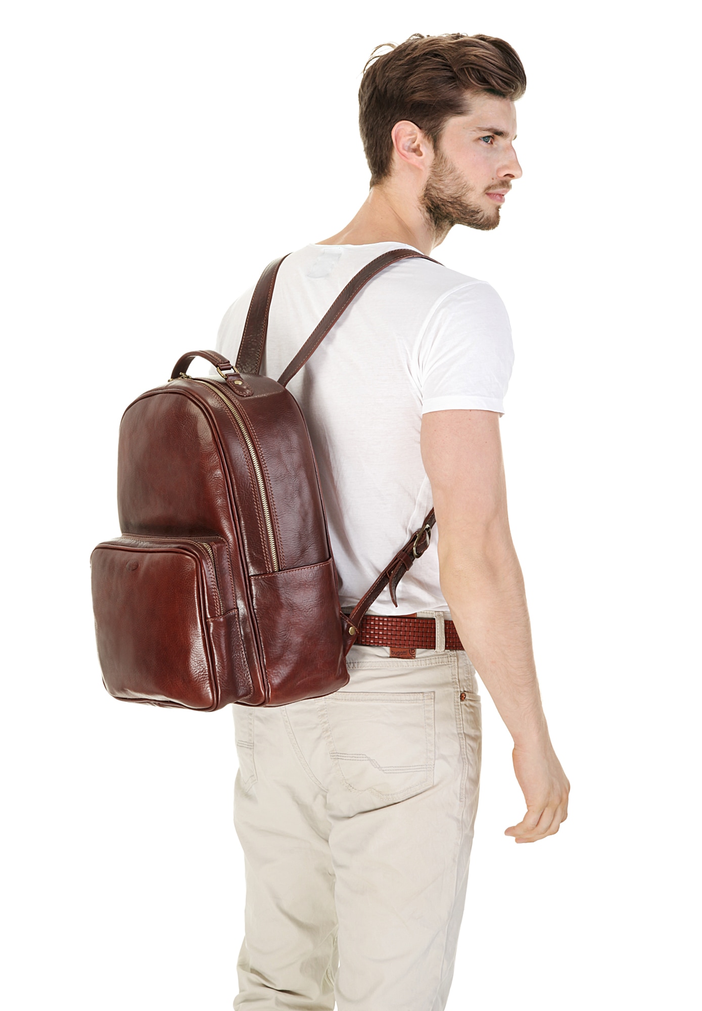 Piké Tagesrucksack, echt Leder, Made in Italy