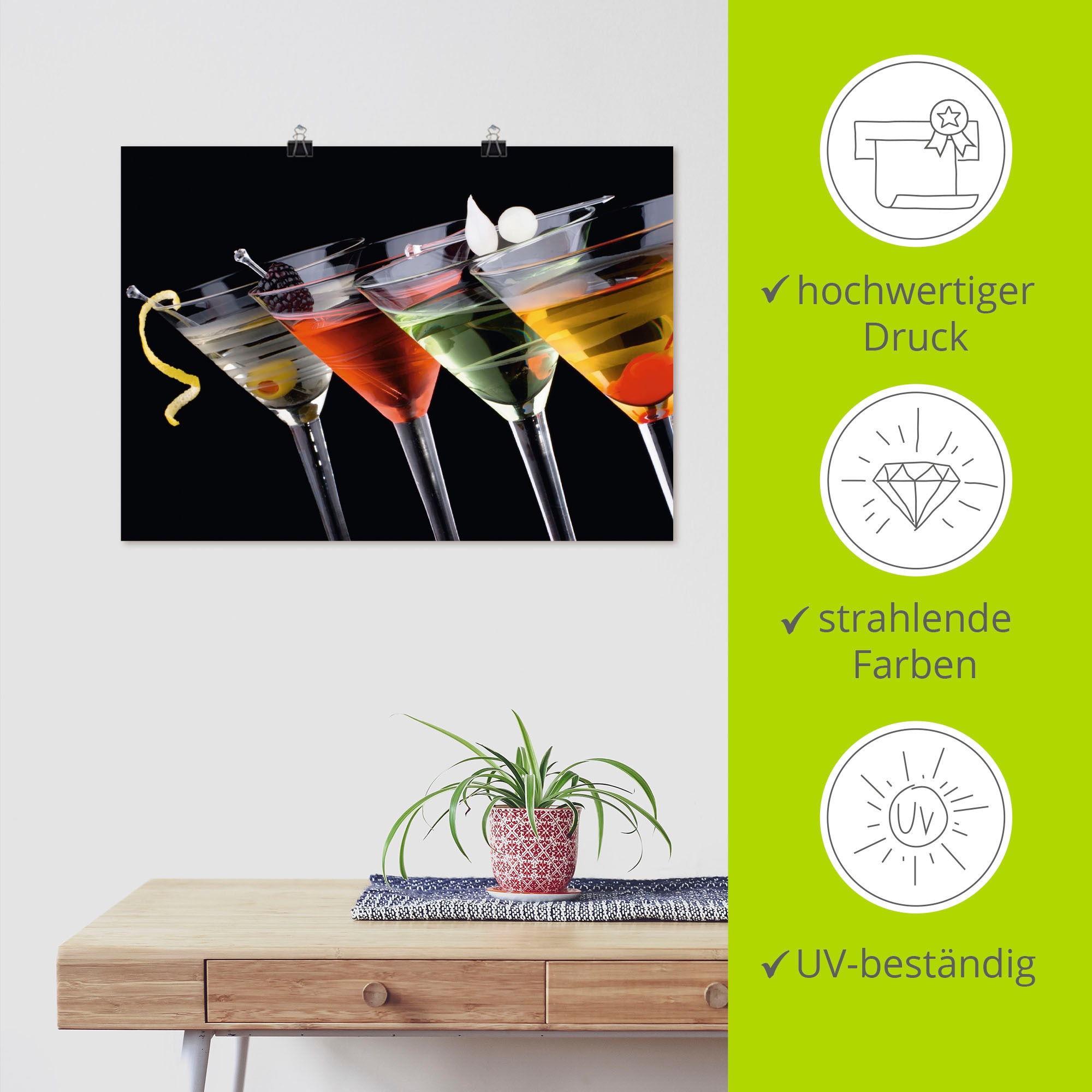 Artland Wandbild »Klassische Martini - Cocktail«, Getränke, (1 St.), als Leinwandbild, Poster, Wandaufkleber in verschied. Grössen