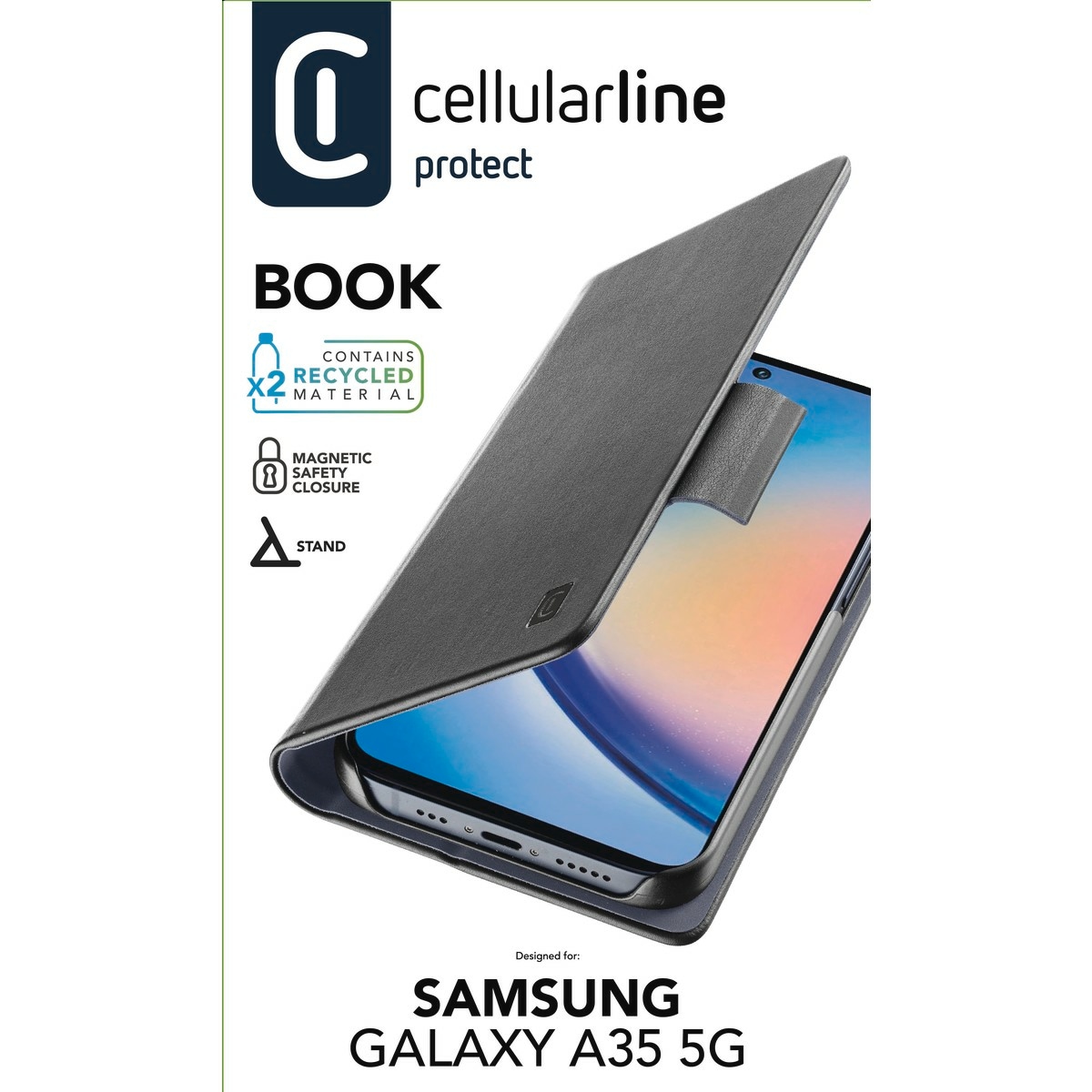 Cellularline Handyhülle »Book Case für Samsung Galaxy A35 5G«, Bookcover, Schutzhülle, Handyschutzhülle, Case, Schutzcase, stossfest