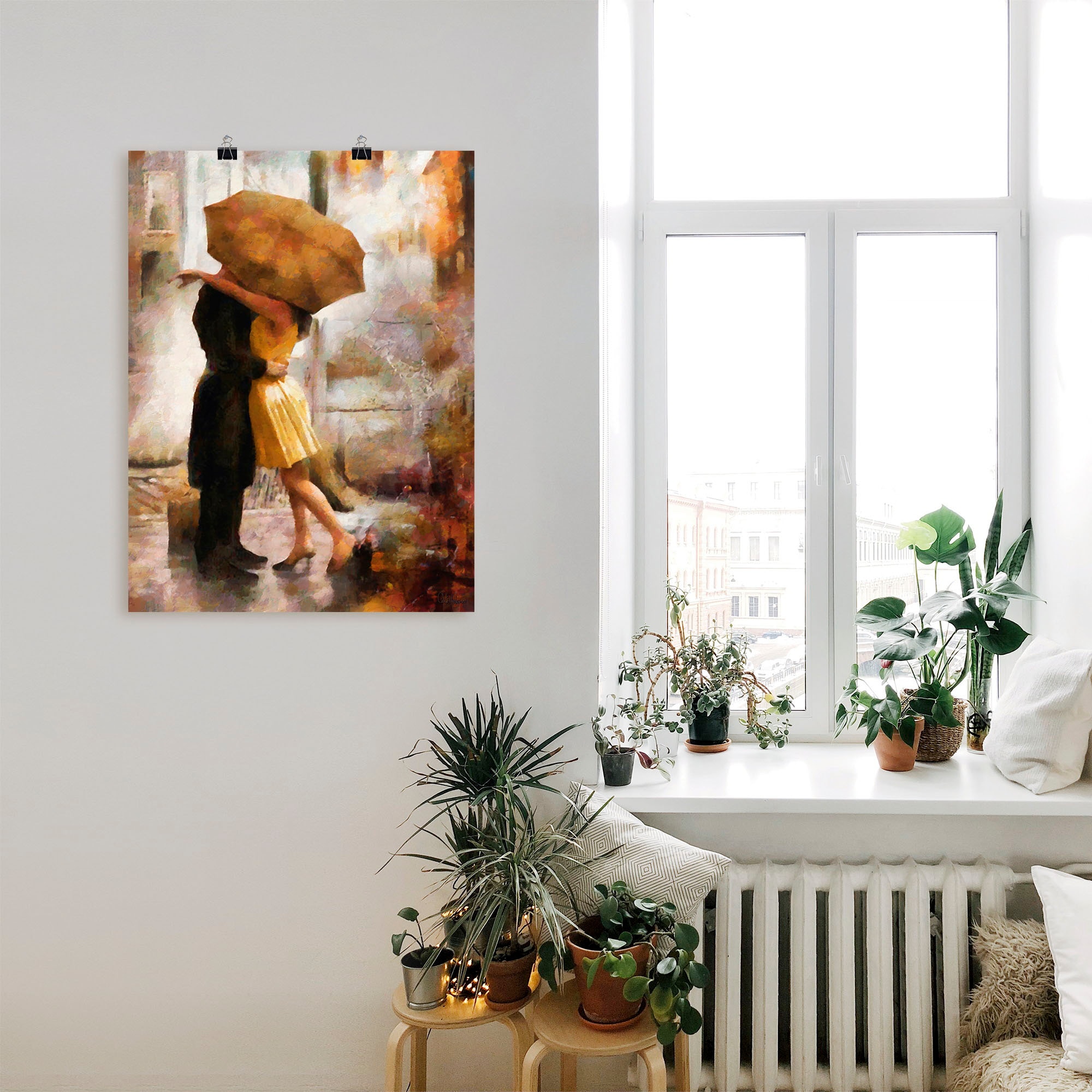 Artland Wandbild »Kuss unter Regenschirm«, Bilder von Liebespaaren, (1 St.), als Leinwandbild, Poster in verschied. Grössen