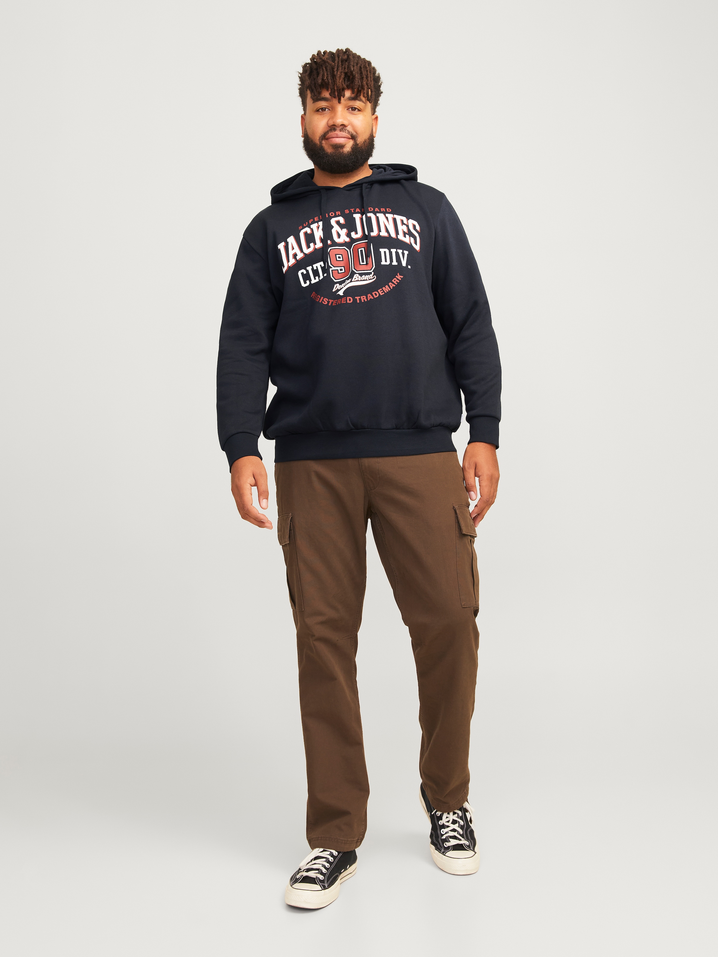 Jack & Jones PlusSize Hoodie »JJELOGO SWEAT HOOD 2 COL 24/25 NOOS PLS«, mit Logo Frontprint