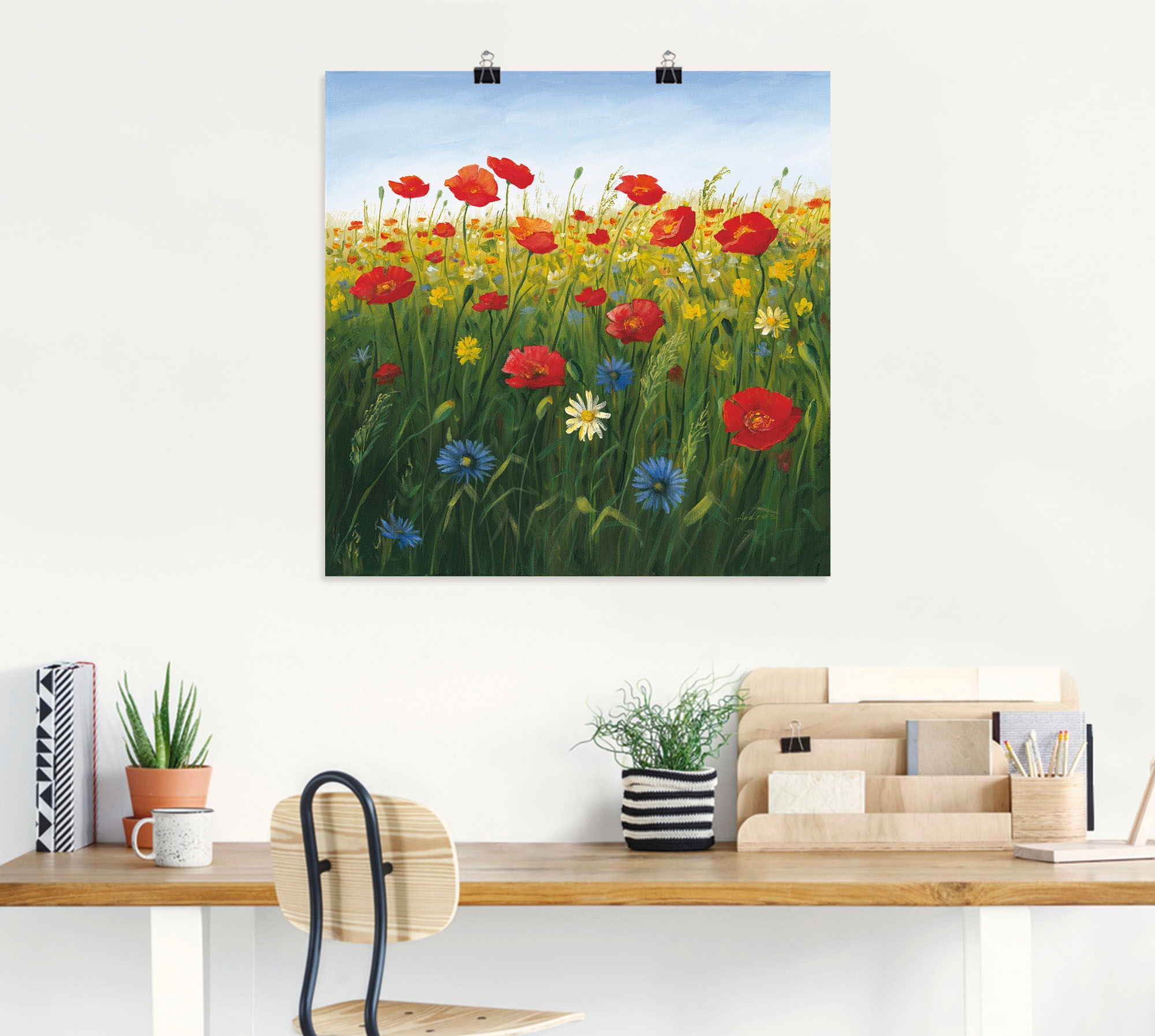 Artland Wandbild »Mohnblumen Landschaft I«, Blumenwiese, (1 St.), als Alubild, Outdoorbild, Leinwandbild, Poster in verschied. Grössen