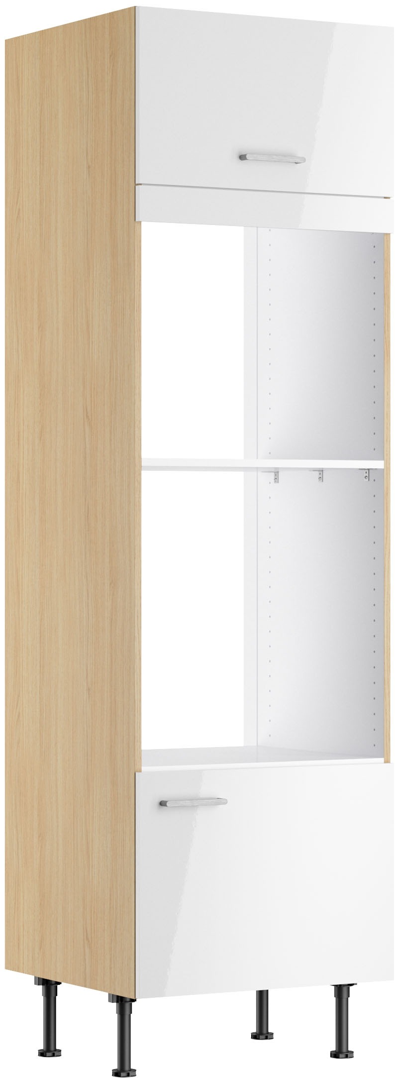 KOCHSTATION Mikrowellenumbauschrank "KS-Lucy" Breite 60 cm, mit 1 Tür, 1 Klappe, Soft-Close, höhenverstellbare Füsse