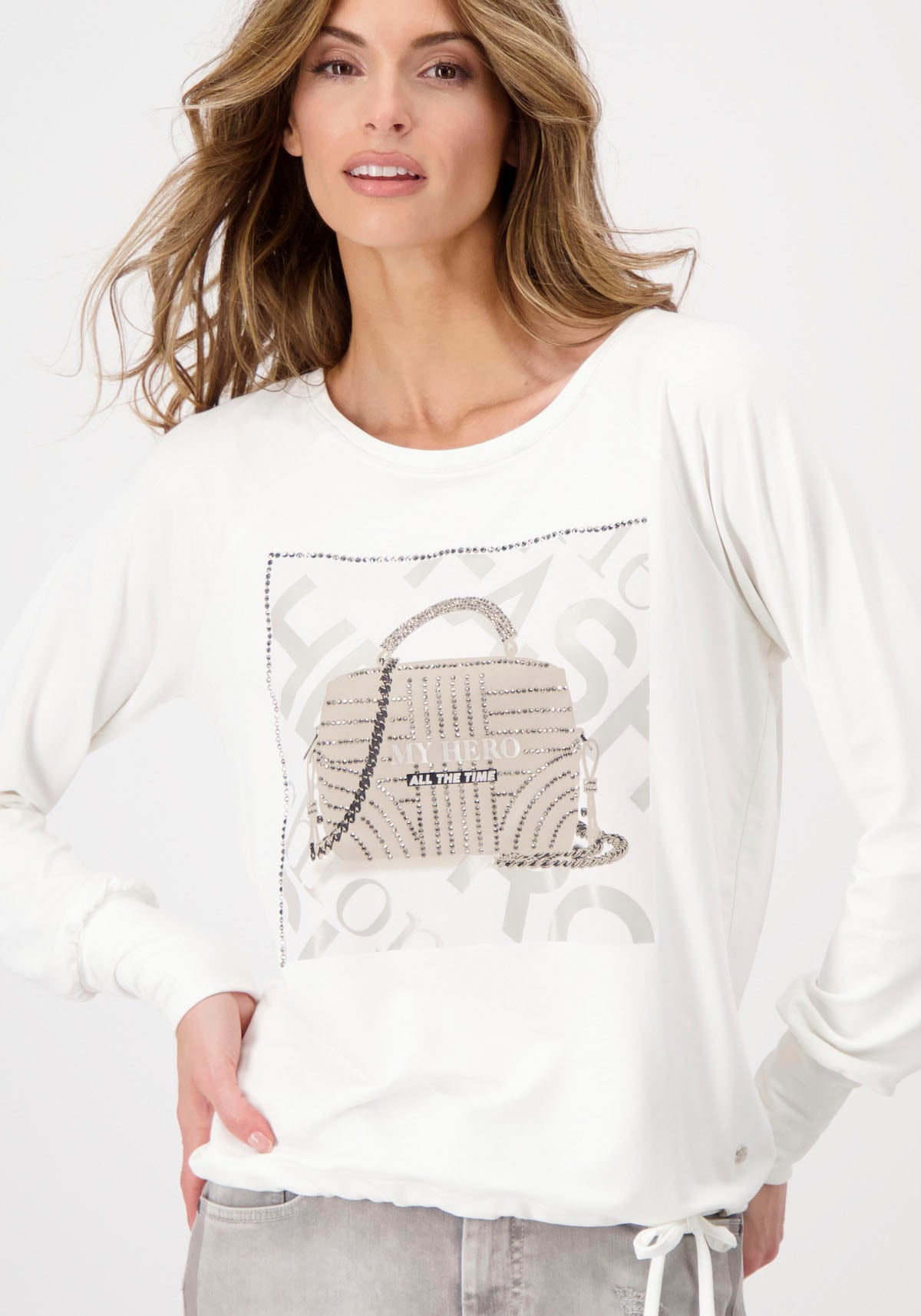 Monari Langarmshirt, mit glitzerndem Taschen Print online shoppen bei  Jelmoli-Versand Schweiz